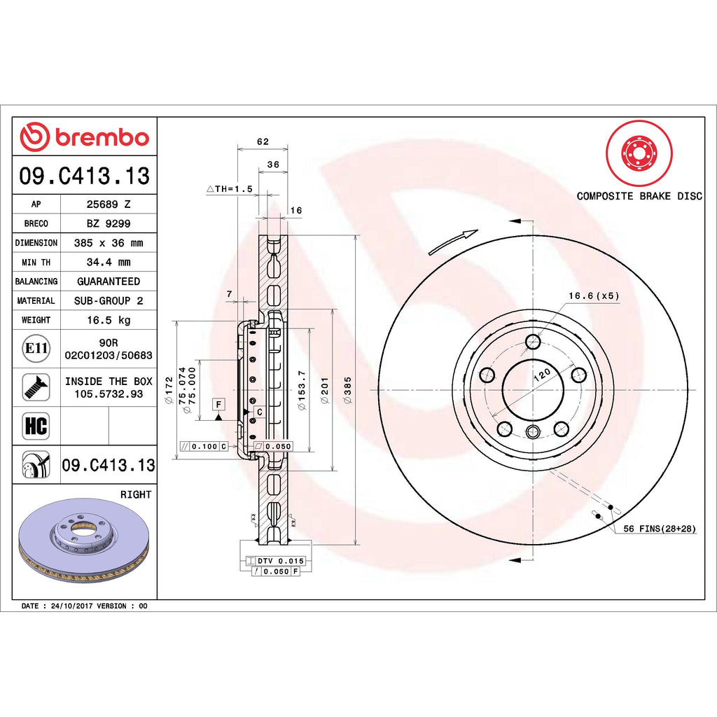 Brembo Disc Brake Rotor 09.C413.13