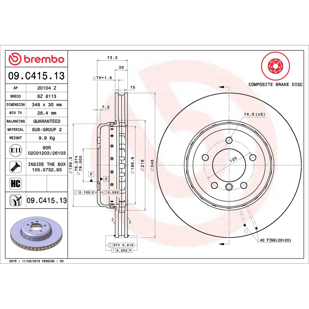 Brembo Disc Brake Rotor 09.C415.13
