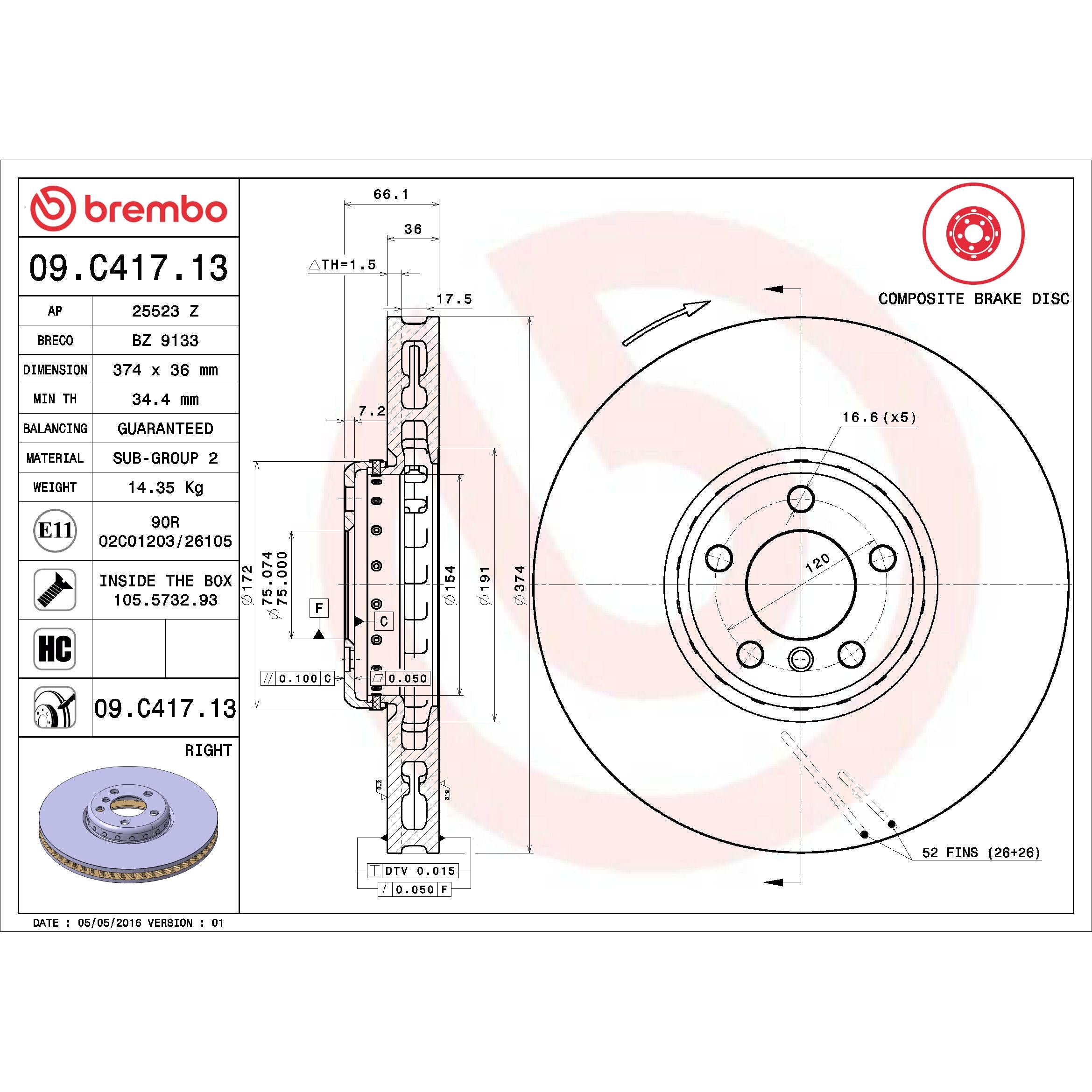 Brembo Disc Brake Rotor 09.C417.13