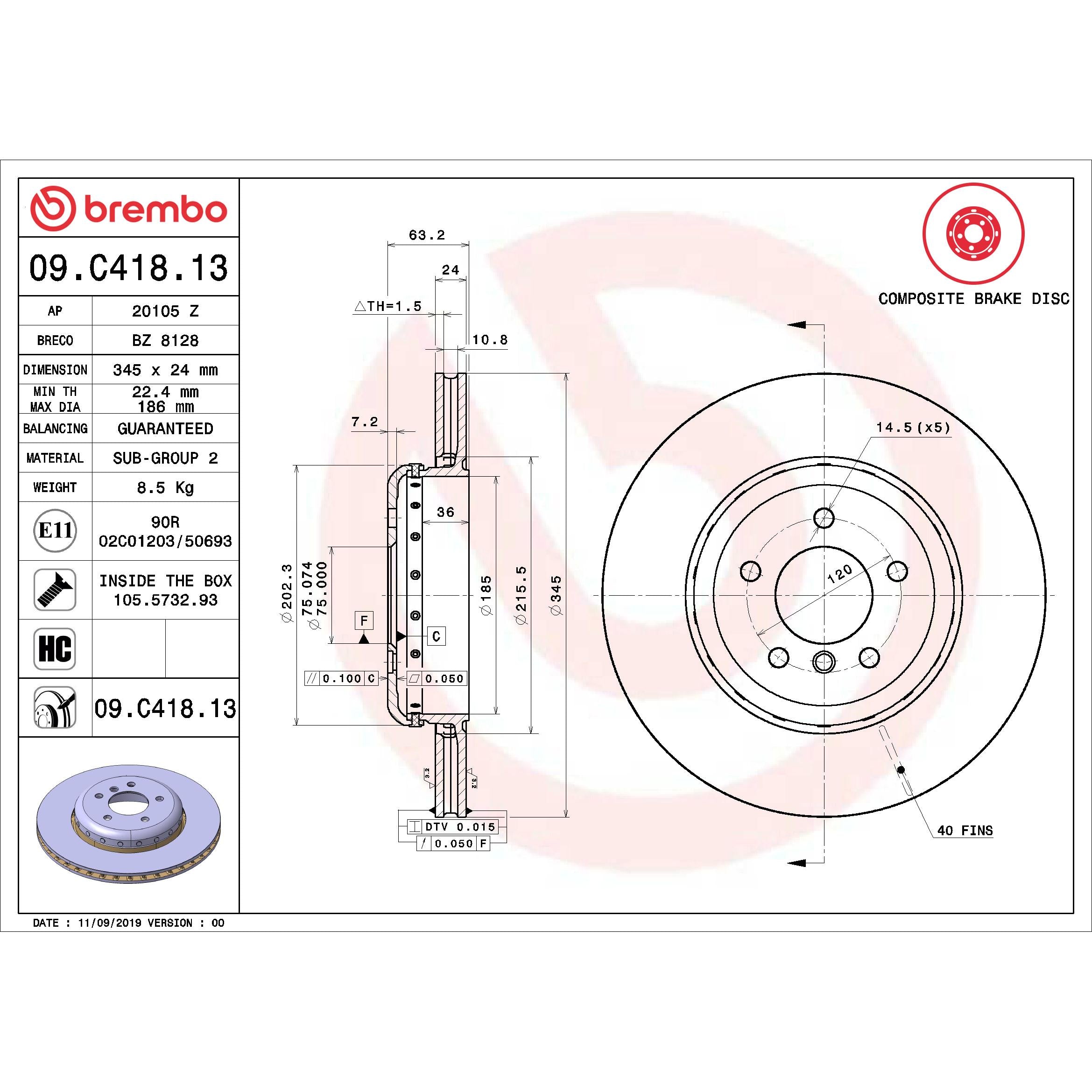 Brembo Disc Brake Rotor 09.C418.13