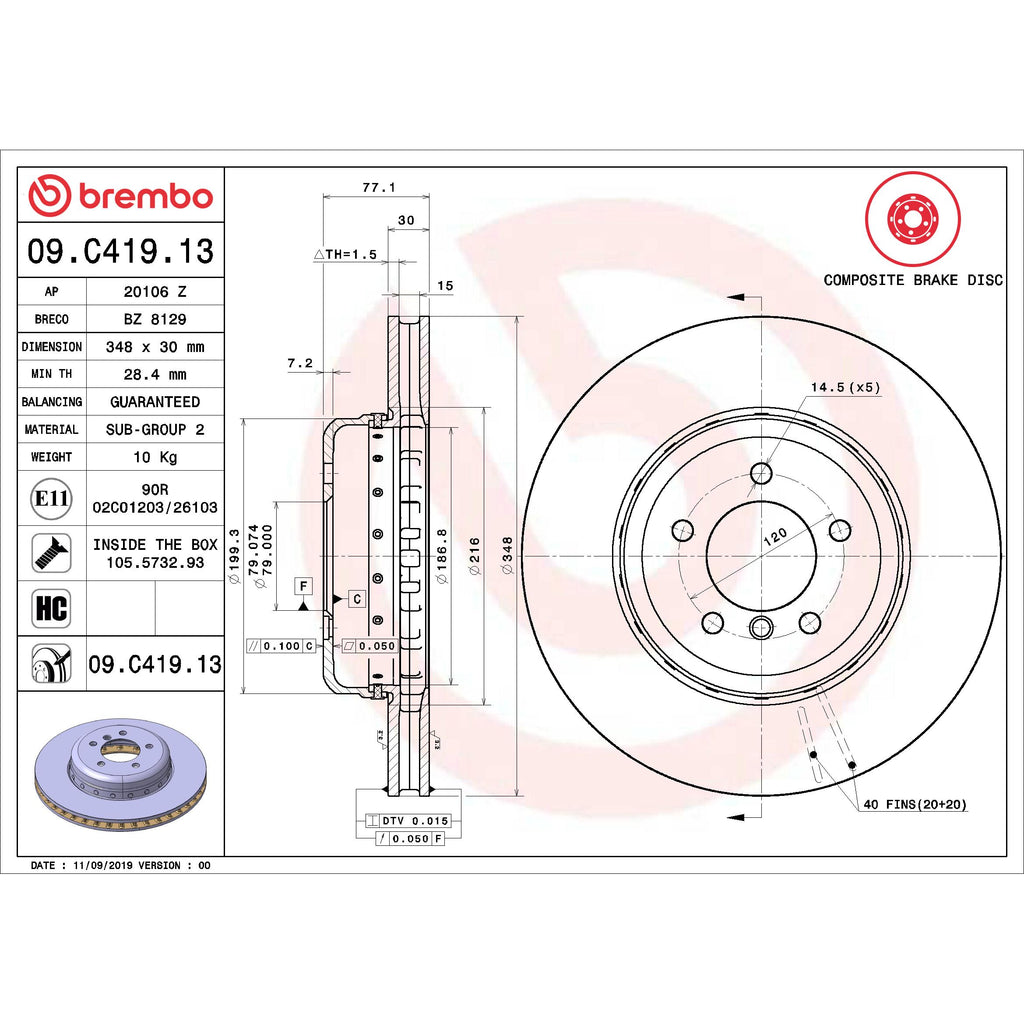 Brembo Disc Brake Rotor 09.C419.13