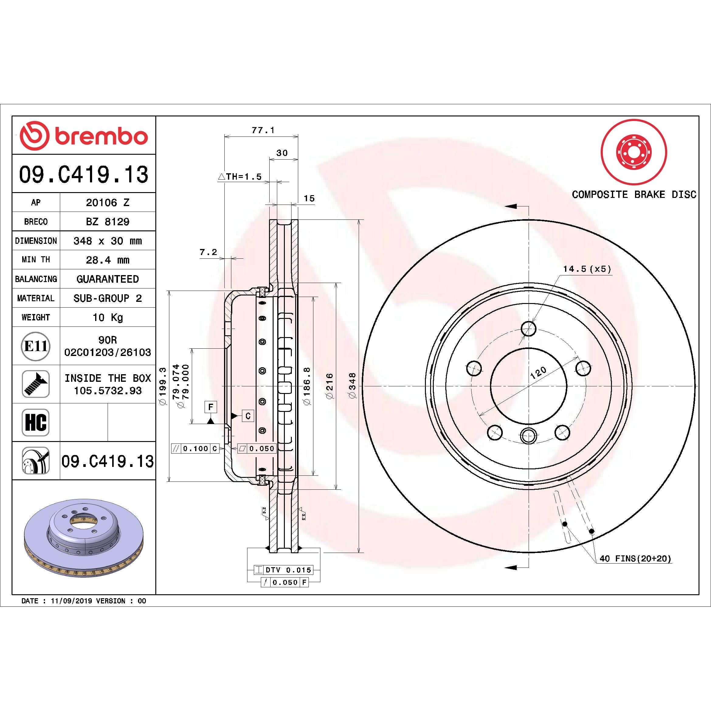 Brembo Disc Brake Rotor 09.C419.13
