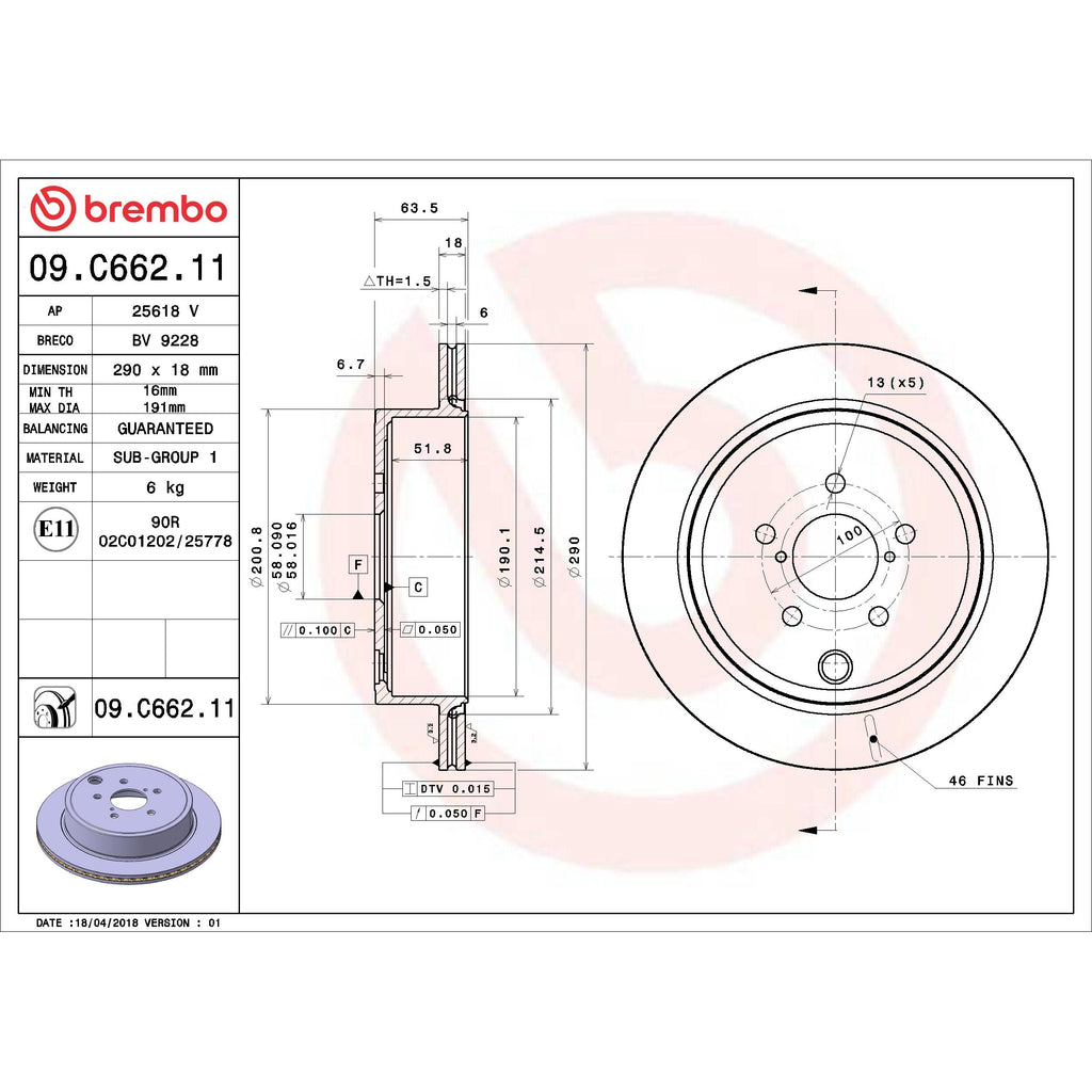 Brembo Disc Brake Rotor 09.C662.11