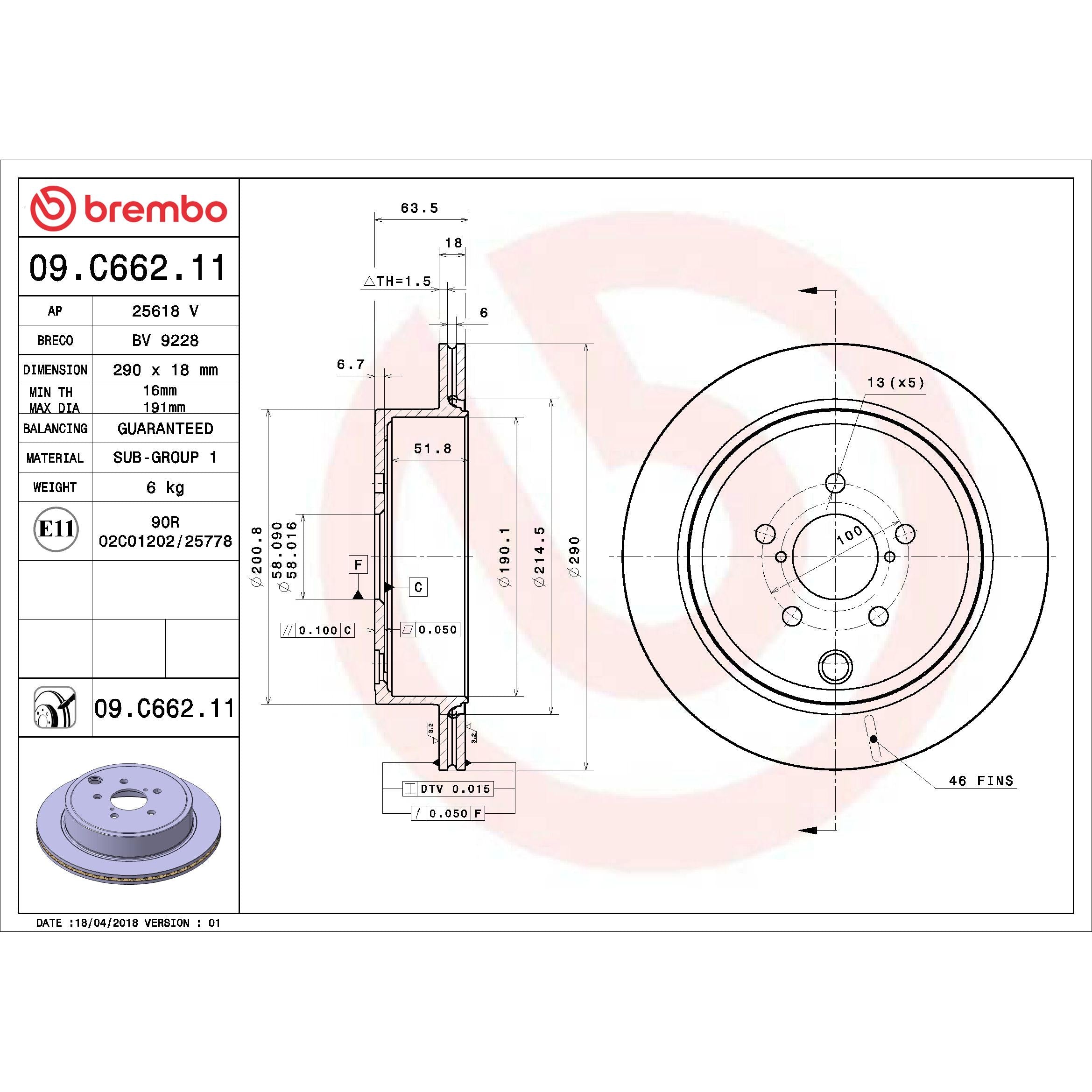 Brembo Disc Brake Rotor 09.C662.11