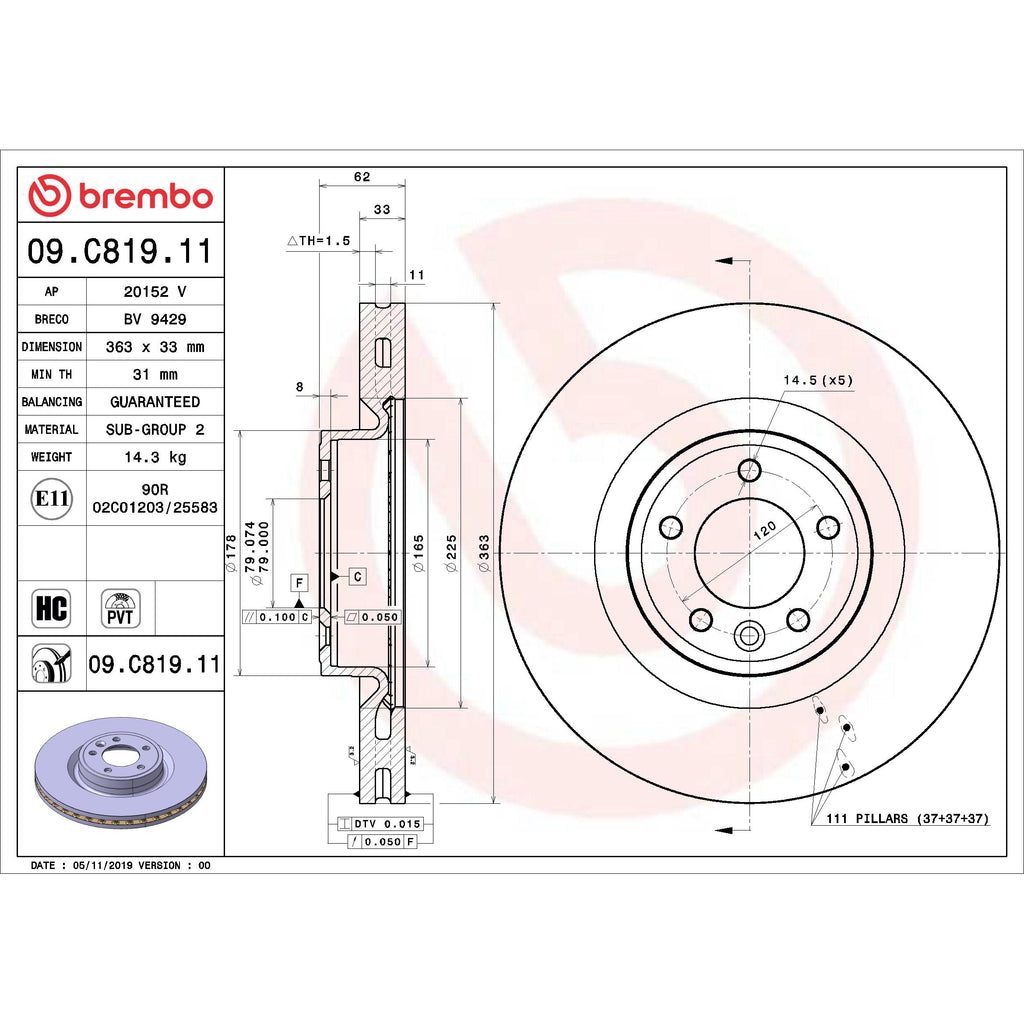 Brembo Disc Brake Rotor 09.C819.11