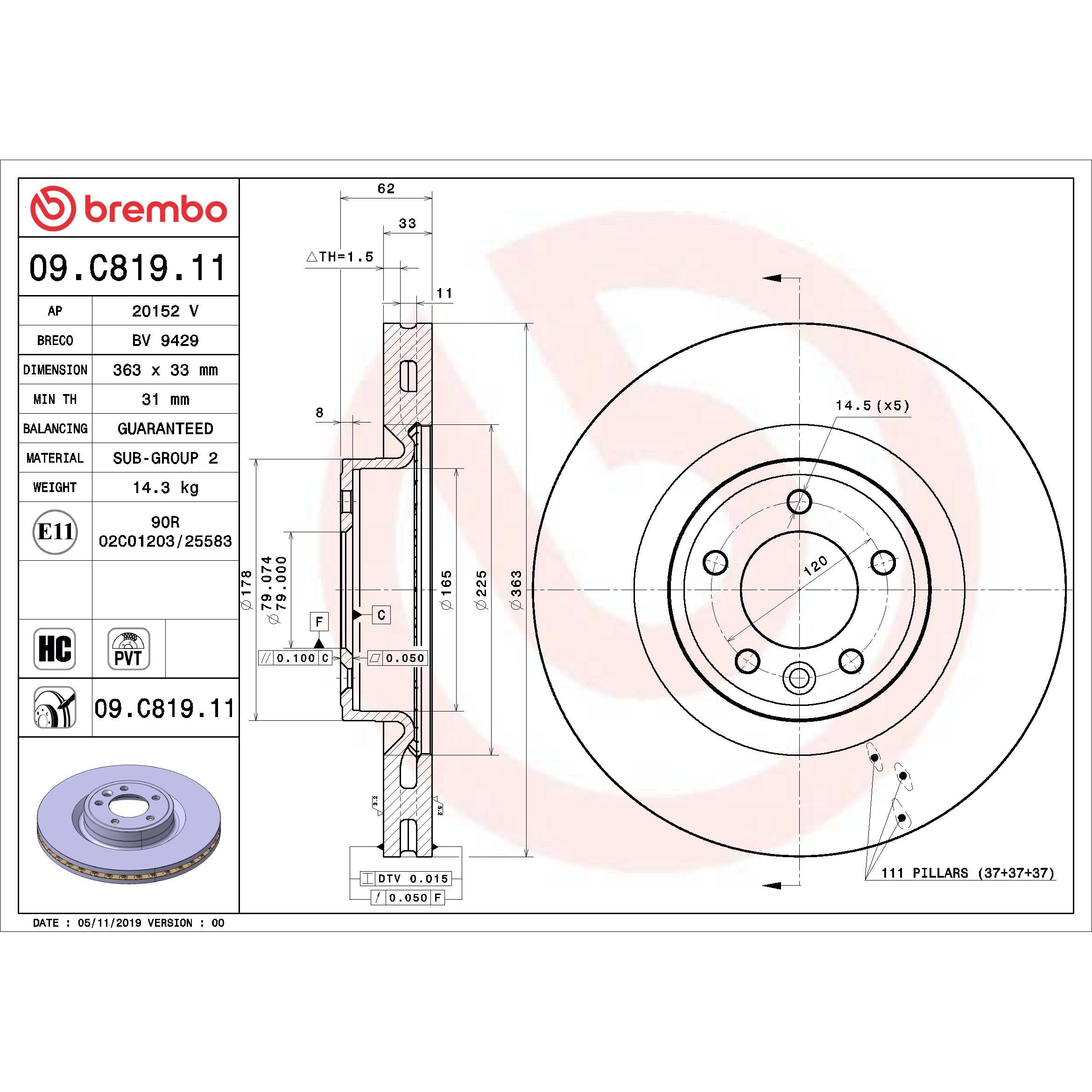 Brembo Disc Brake Rotor 09.C819.11