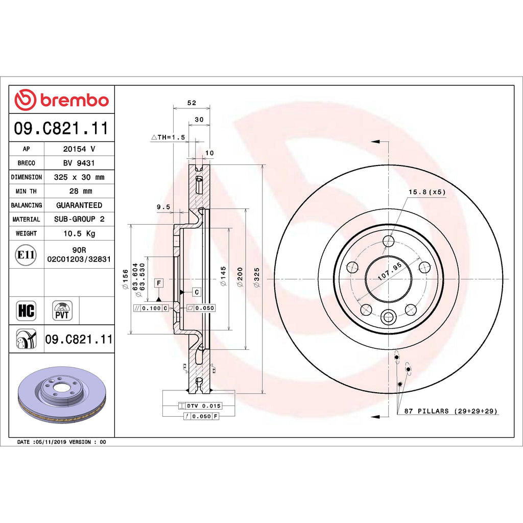Brembo Disc Brake Rotor 09.C821.11