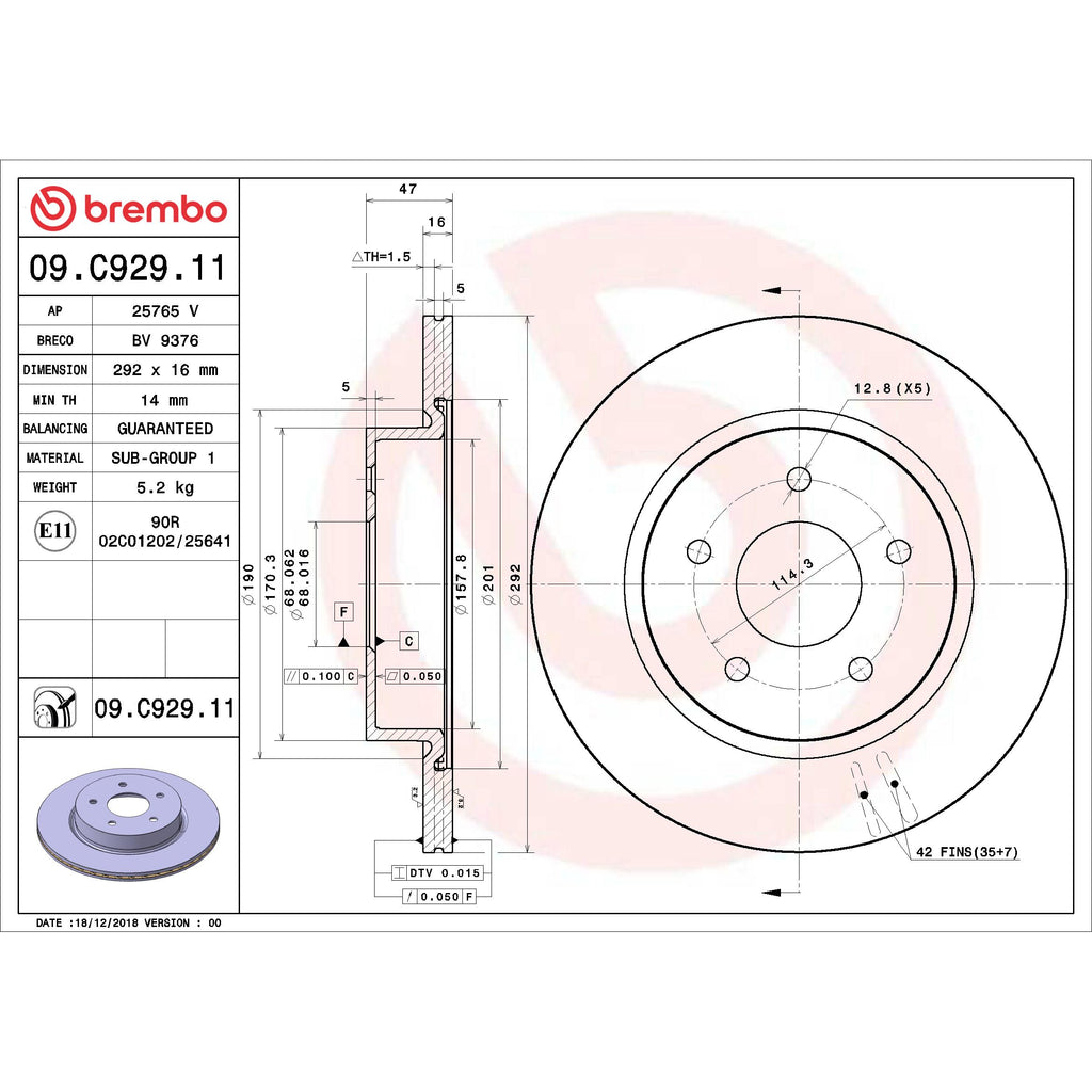 Brembo Disc Brake Rotor 09.C929.11
