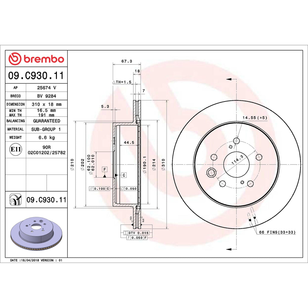 Brembo Disc Brake Rotor 09.C930.11