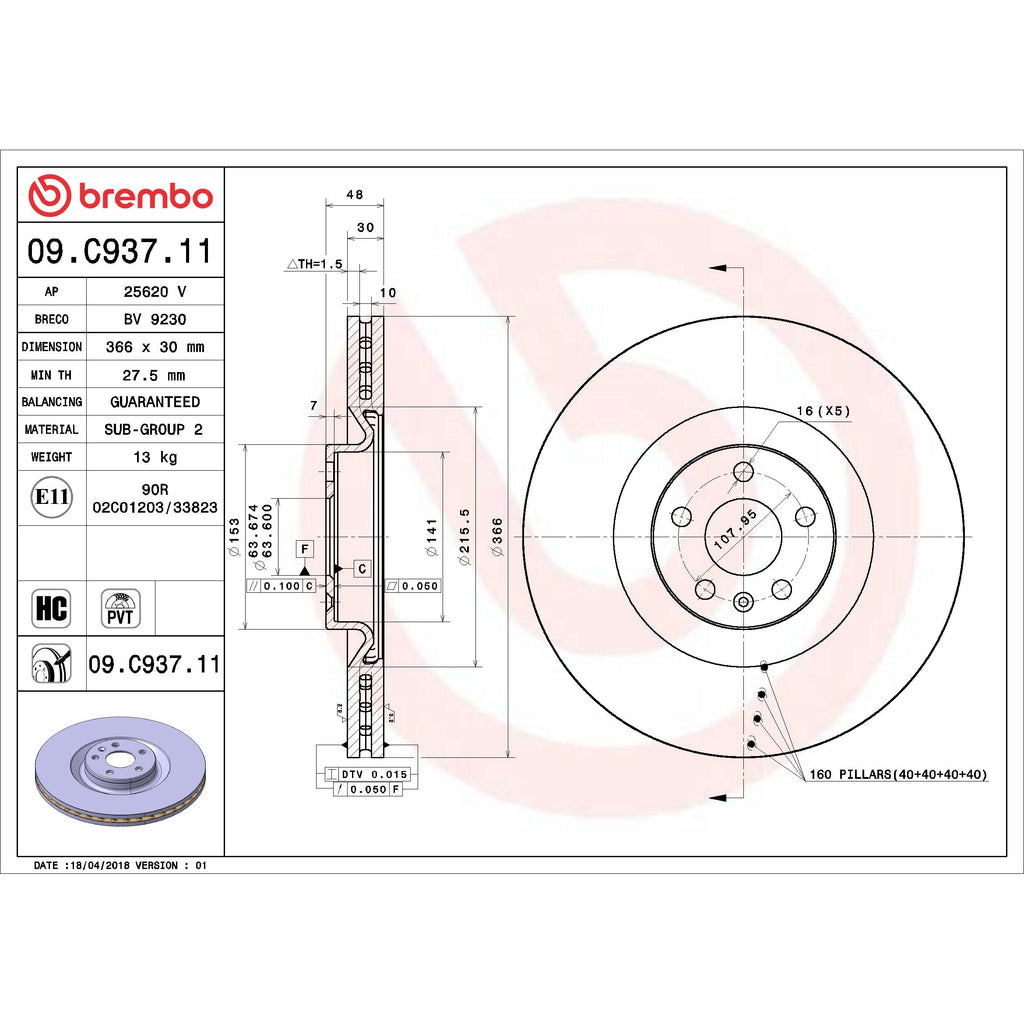 Brembo Disc Brake Rotor 09.C937.11