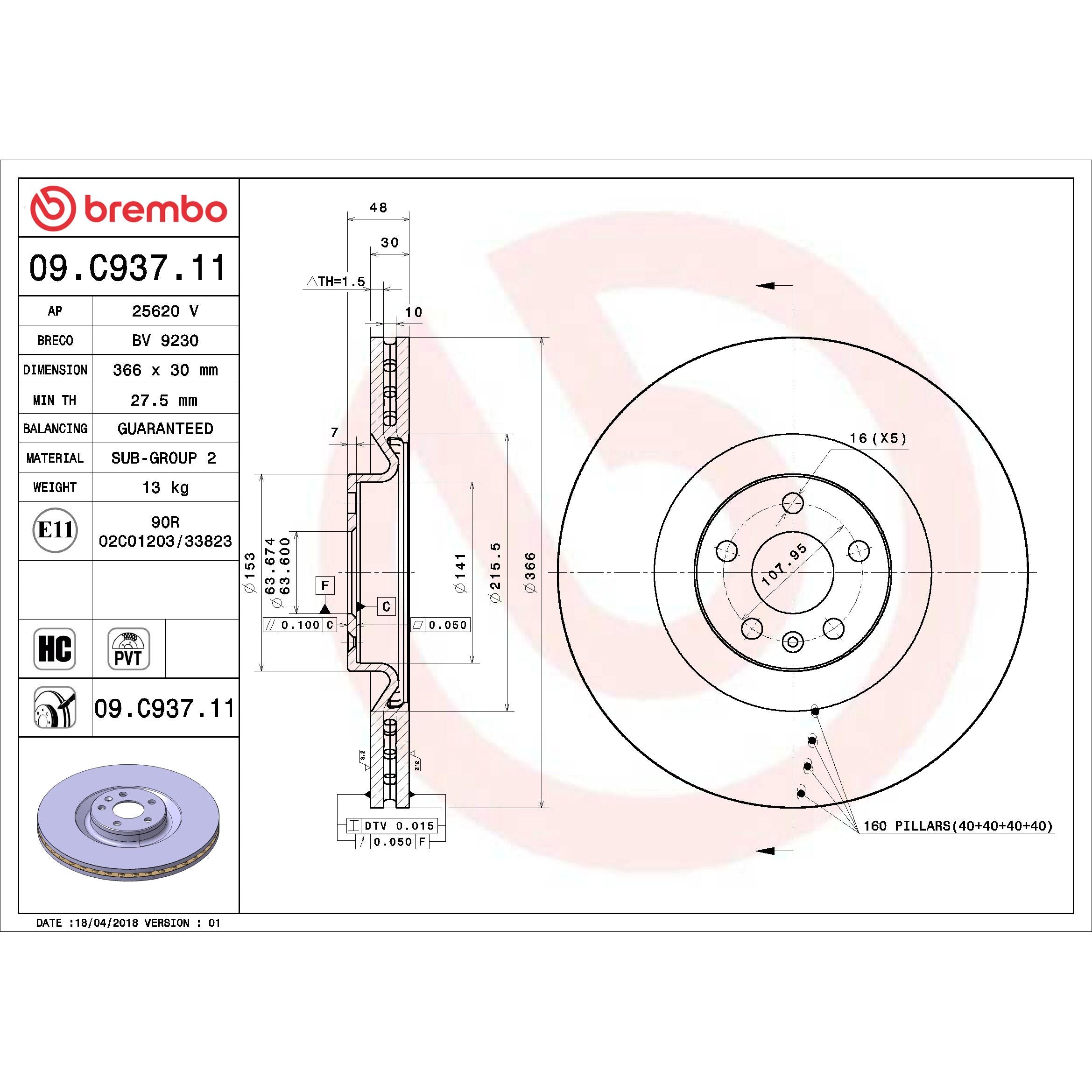 Brembo Disc Brake Rotor 09.C937.11