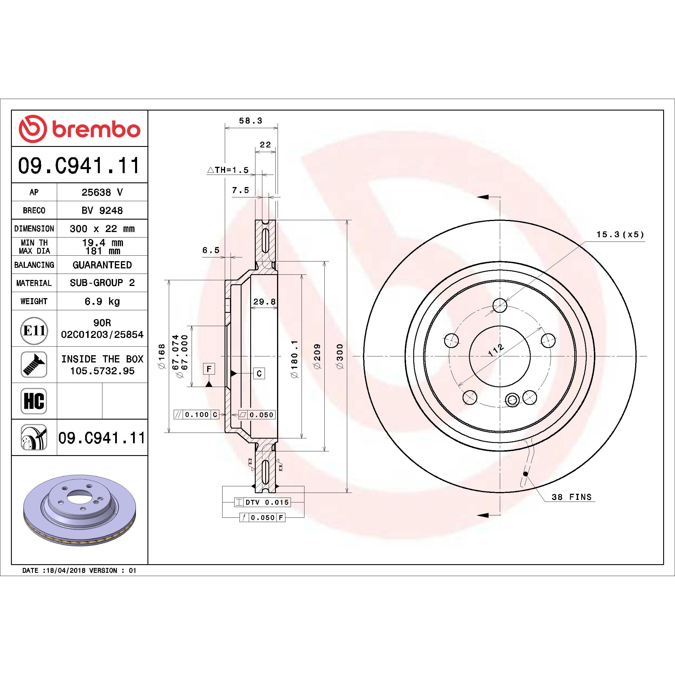 Brembo Disc Brake Rotor 09.C941.11