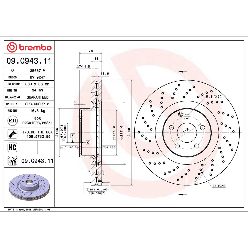 Brembo Disc Brake Rotor 09.C943.11