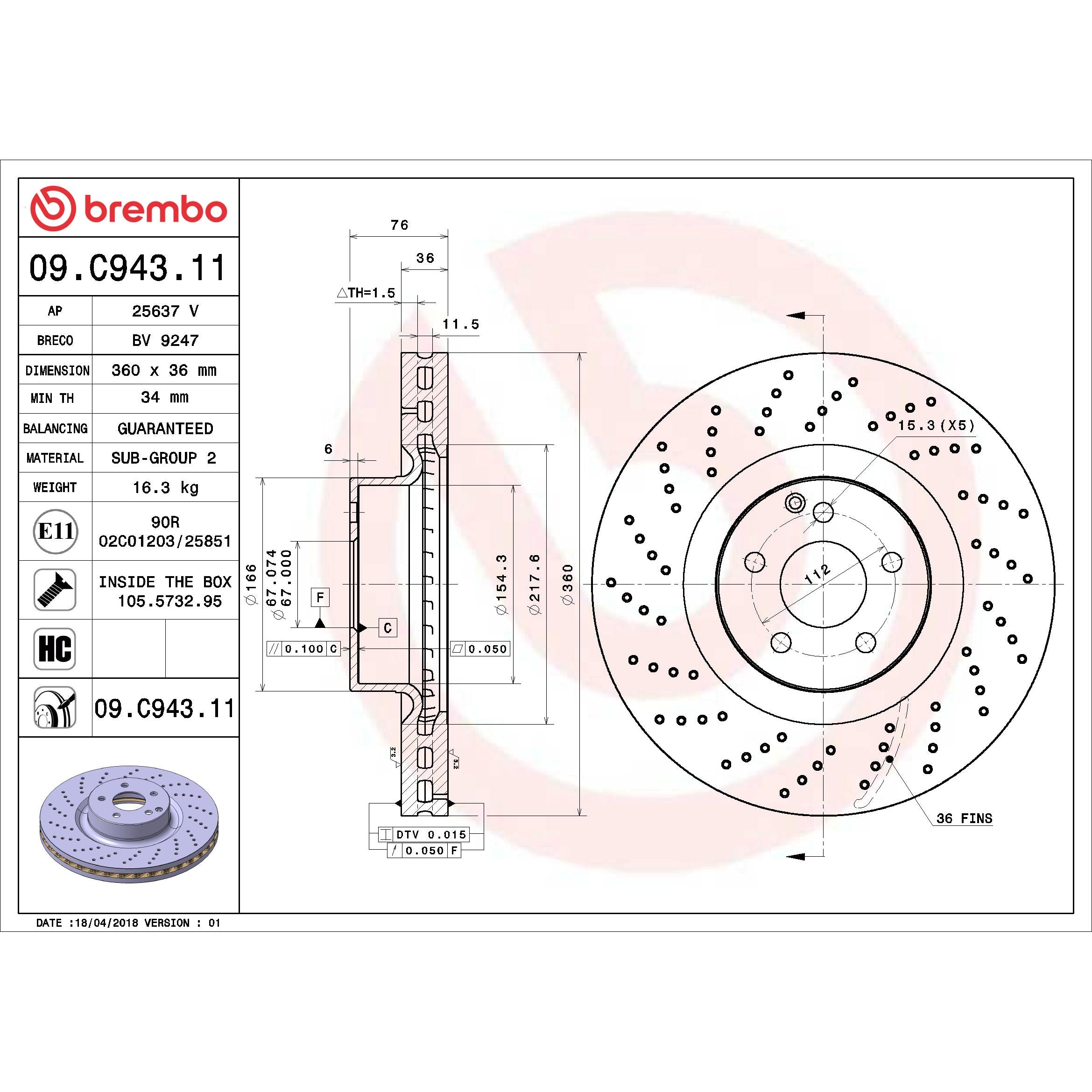 Brembo Disc Brake Rotor 09.C943.11