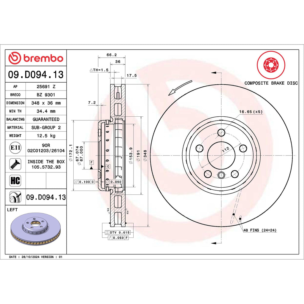 Brembo Disc Brake Rotor 09.D094.13