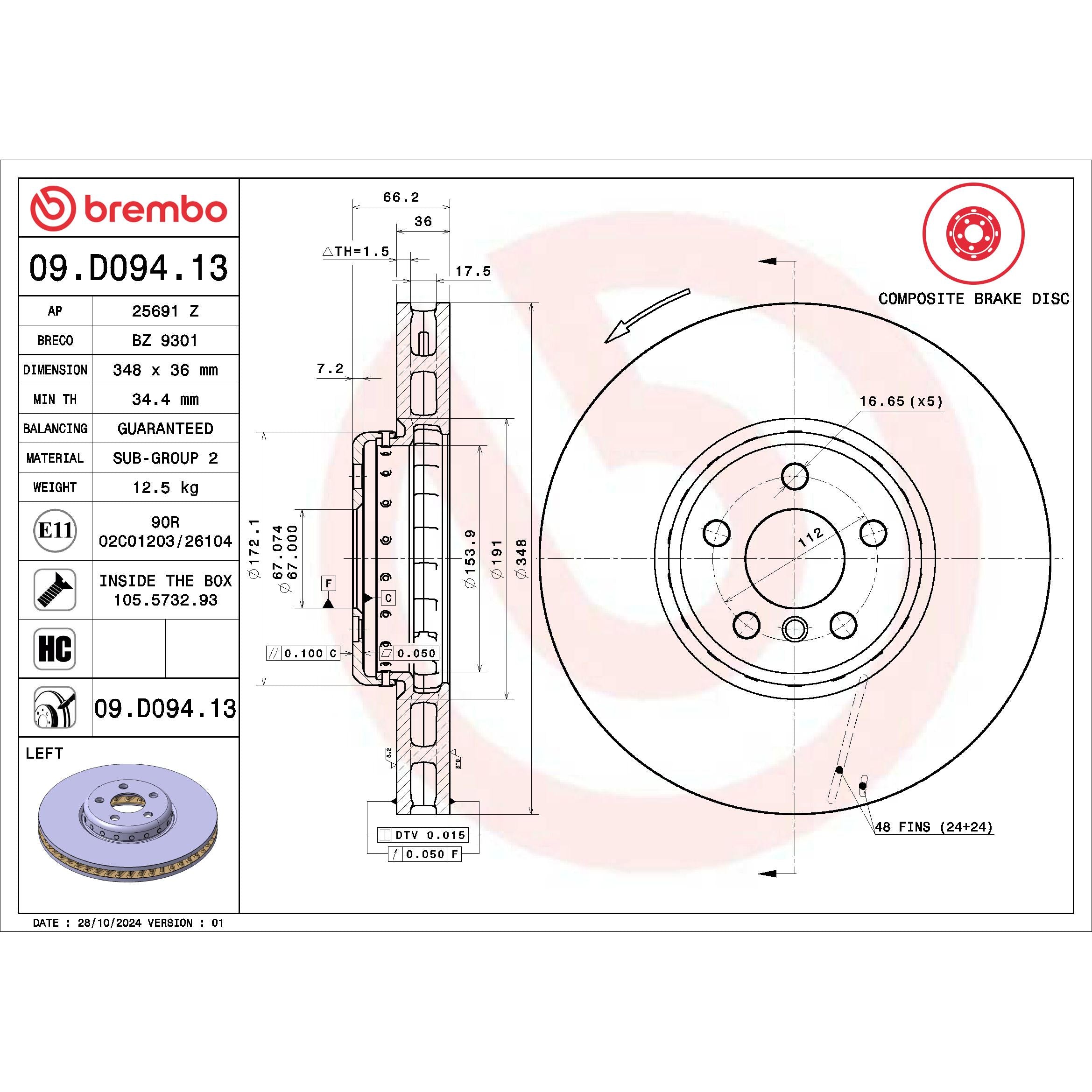 Brembo Disc Brake Rotor 09.D094.13