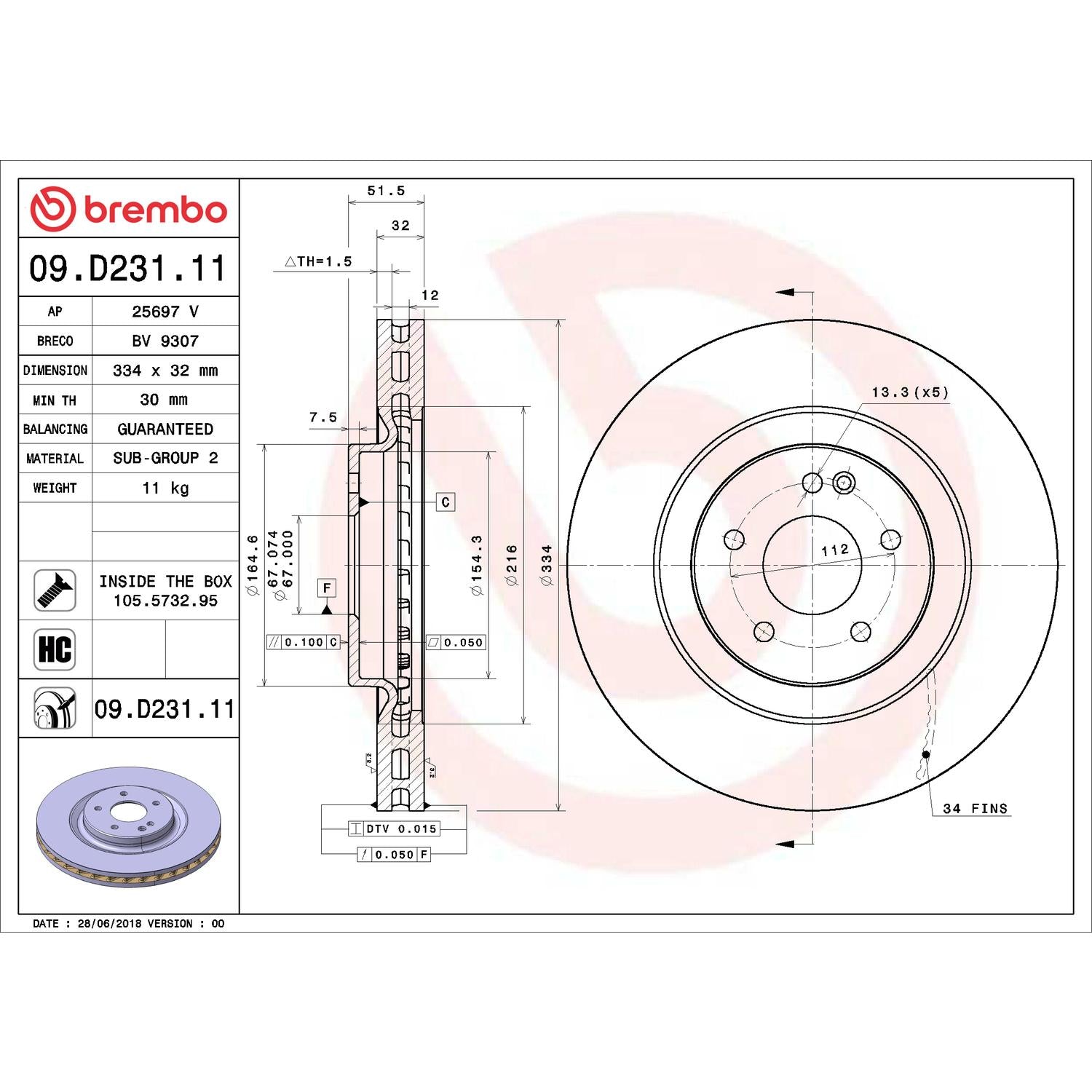 Brembo Disc Brake Rotor 09.D231.11
