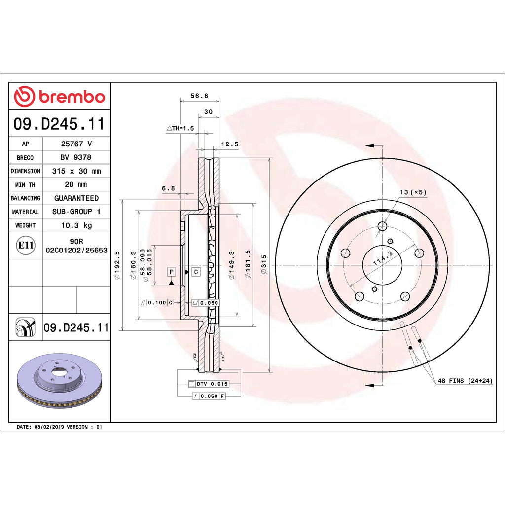 Brembo Disc Brake Rotor 09.D245.11