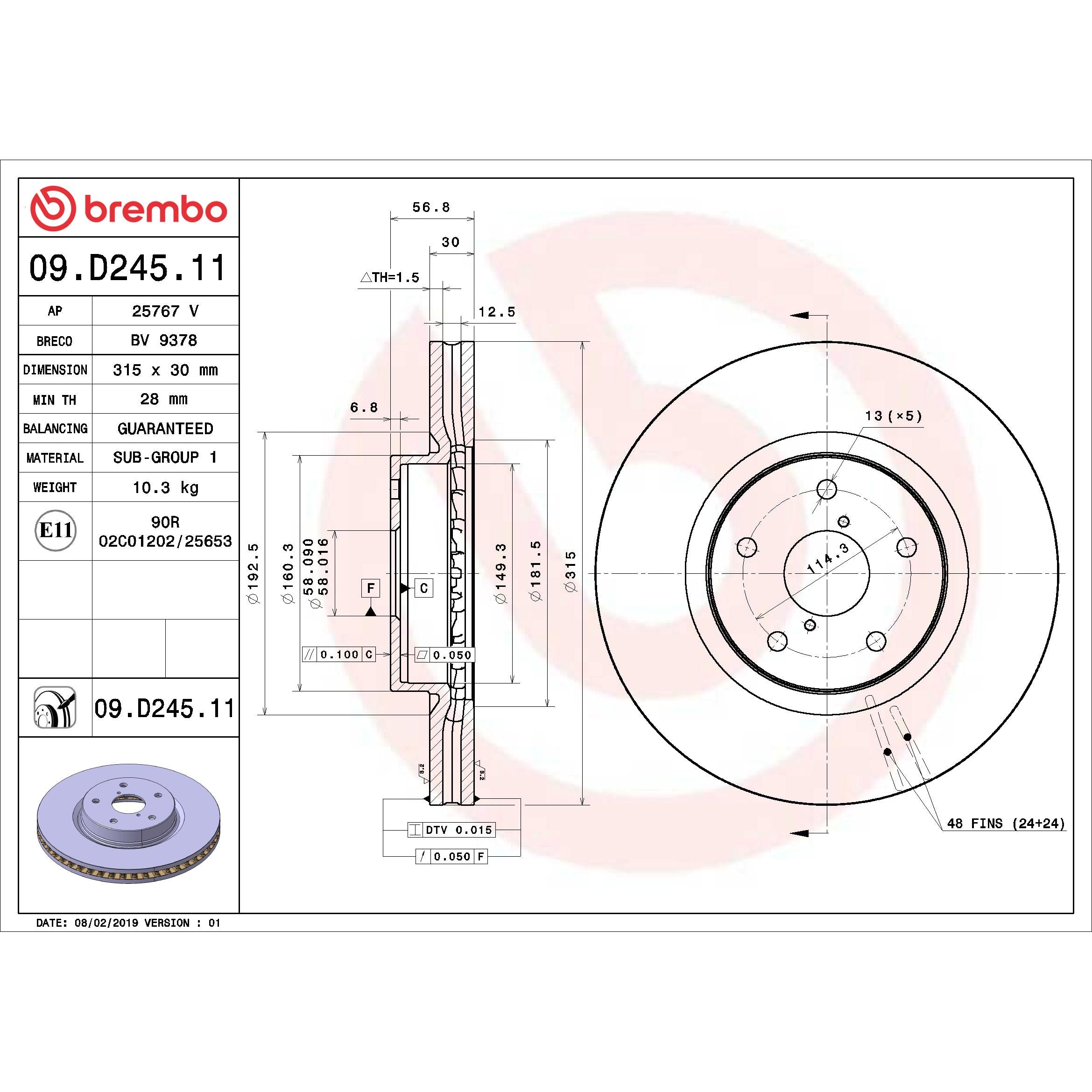 Brembo Disc Brake Rotor 09.D245.11