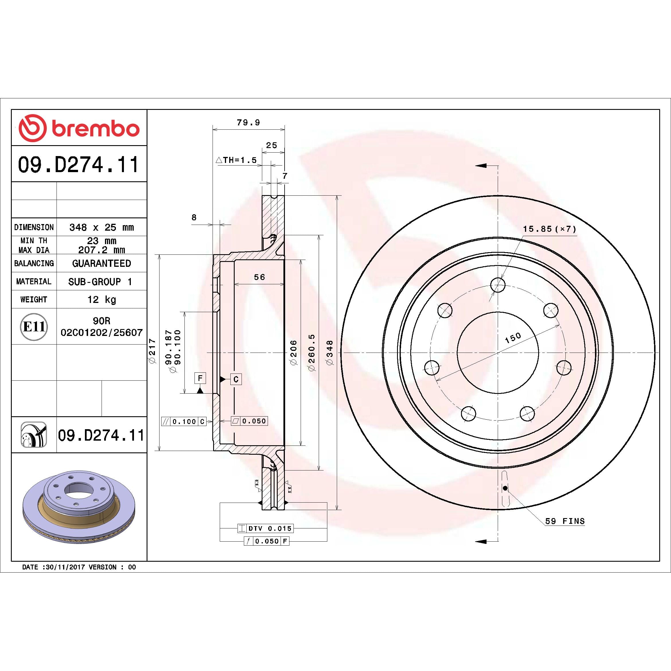Brembo Disc Brake Rotor 09.D274.11