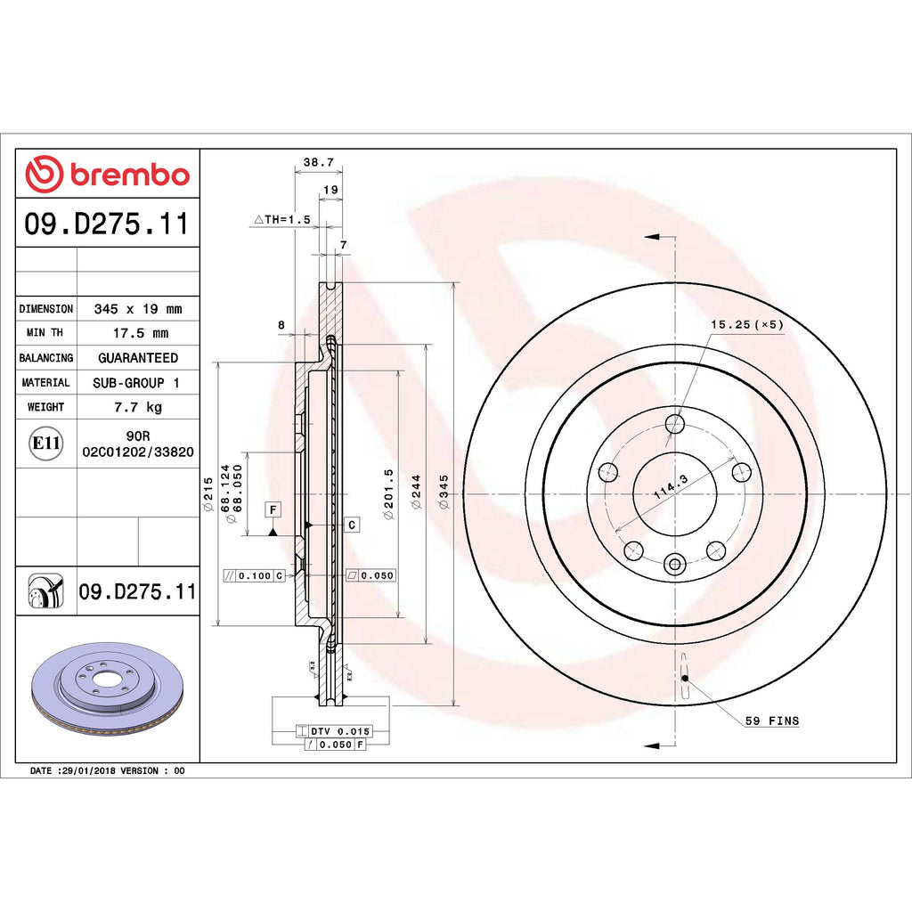 Brembo Disc Brake Rotor 09.D275.11