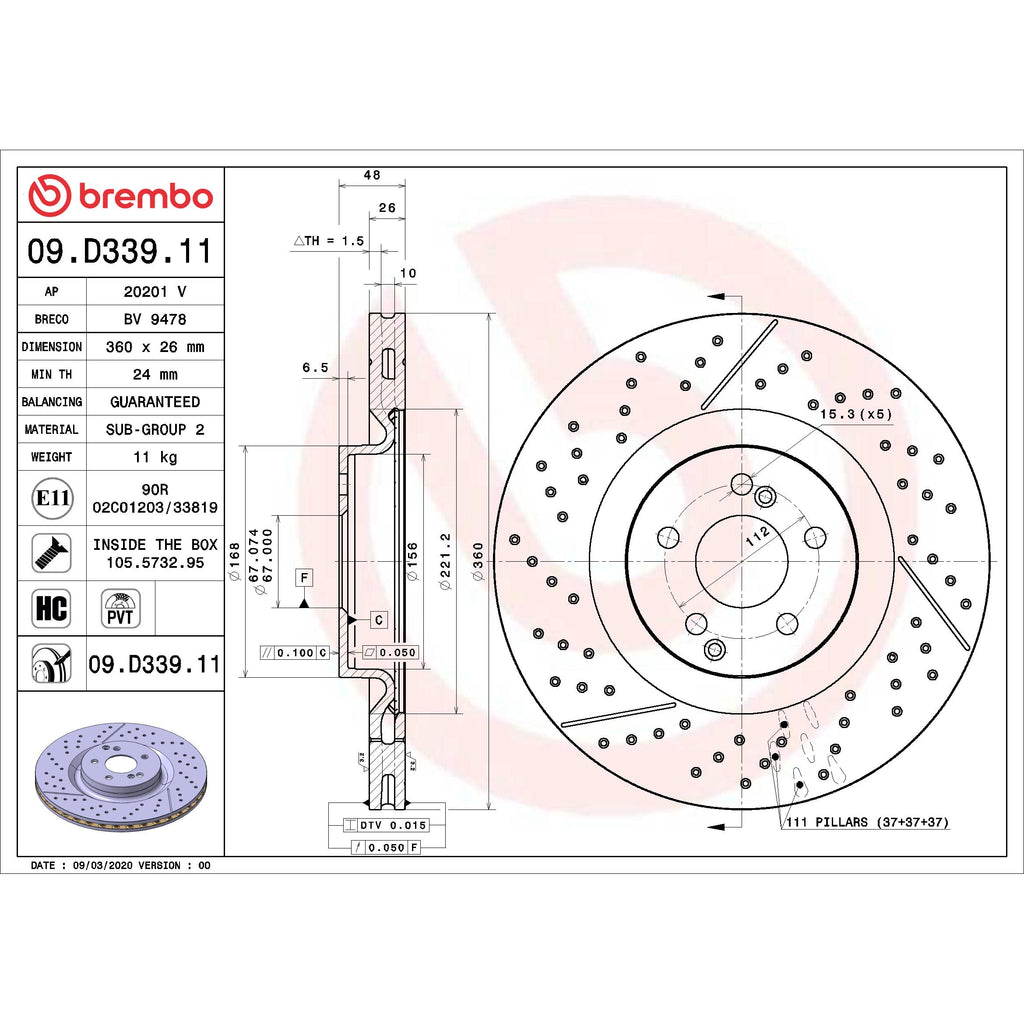 Brembo Disc Brake Rotor 09.D339.11