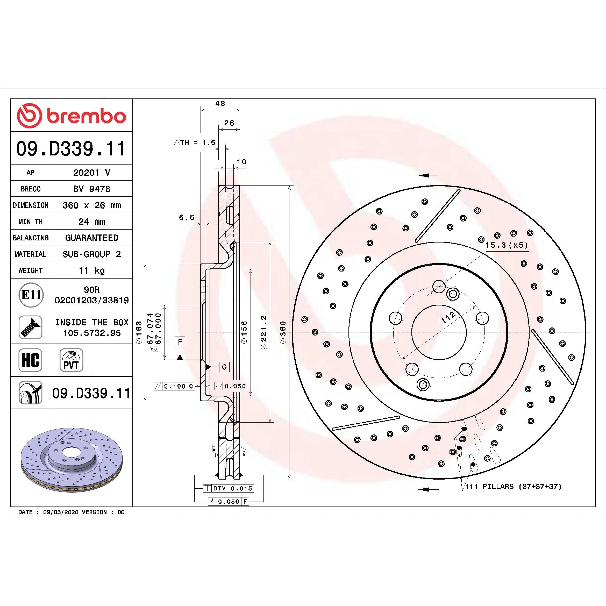 Brembo Disc Brake Rotor 09.D339.11