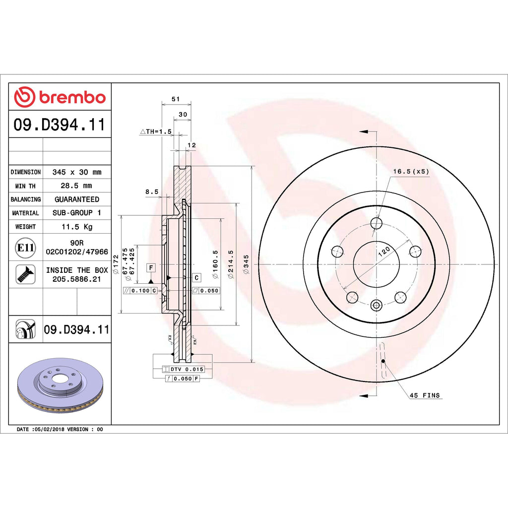 Brembo Disc Brake Rotor 09.D394.11