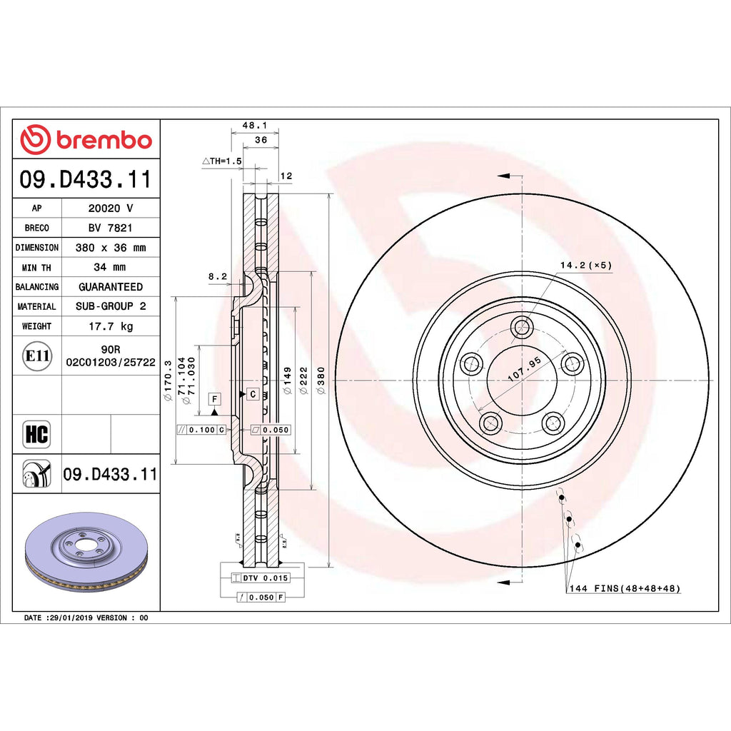 Brembo Disc Brake Rotor 09.D433.11