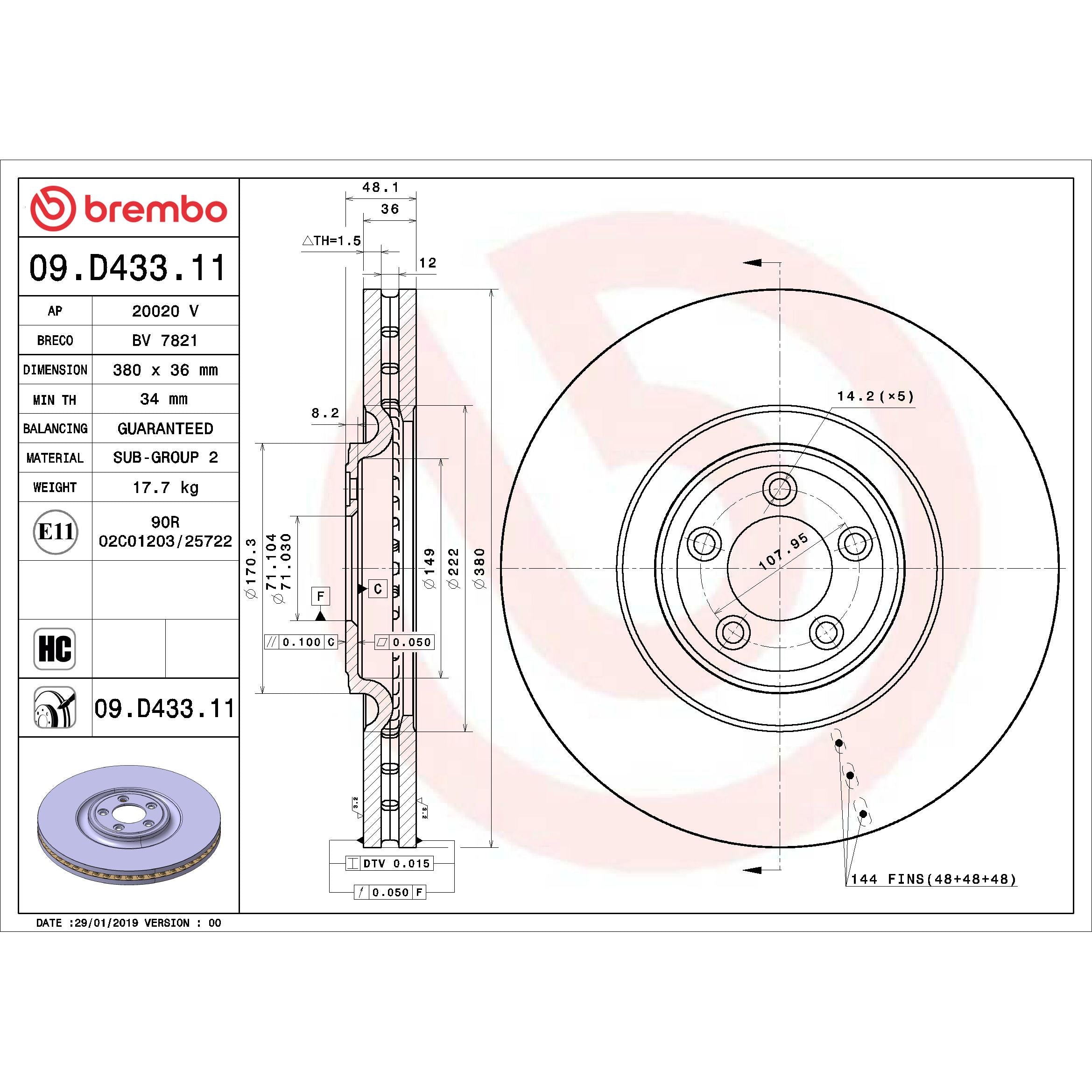 Brembo Disc Brake Rotor 09.D433.11