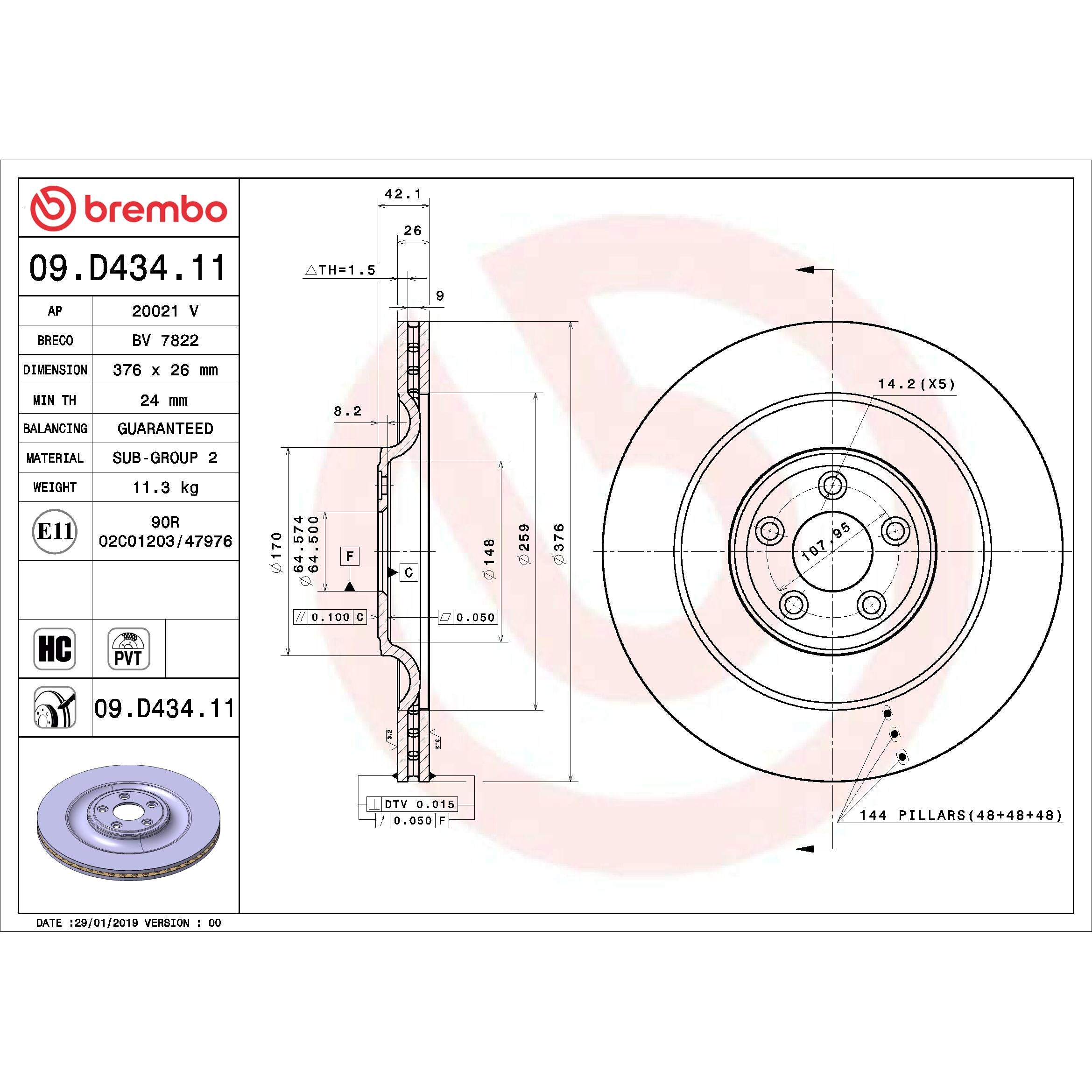 Brembo Disc Brake Rotor 09.D434.11