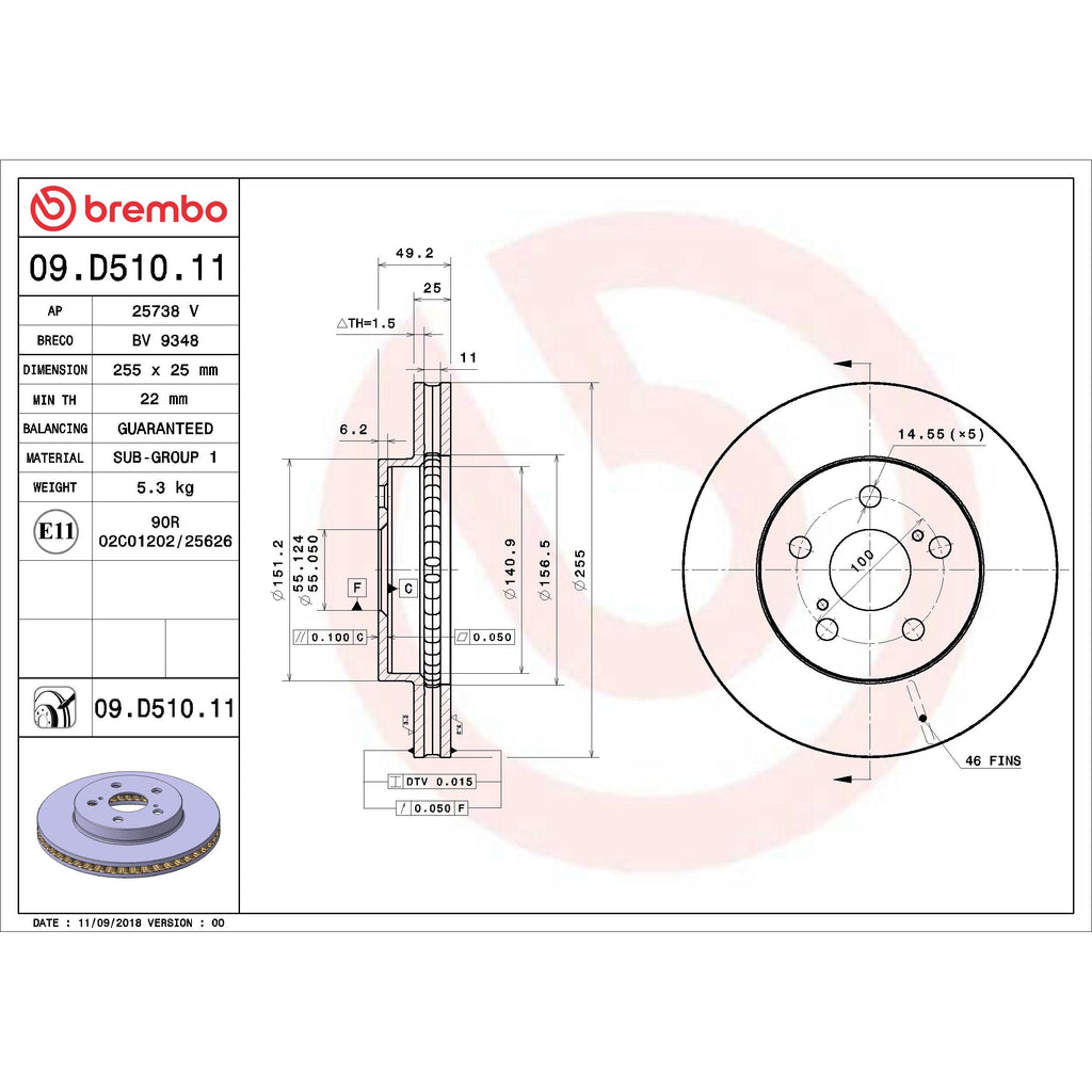 Brembo Disc Brake Rotor 09.D510.11