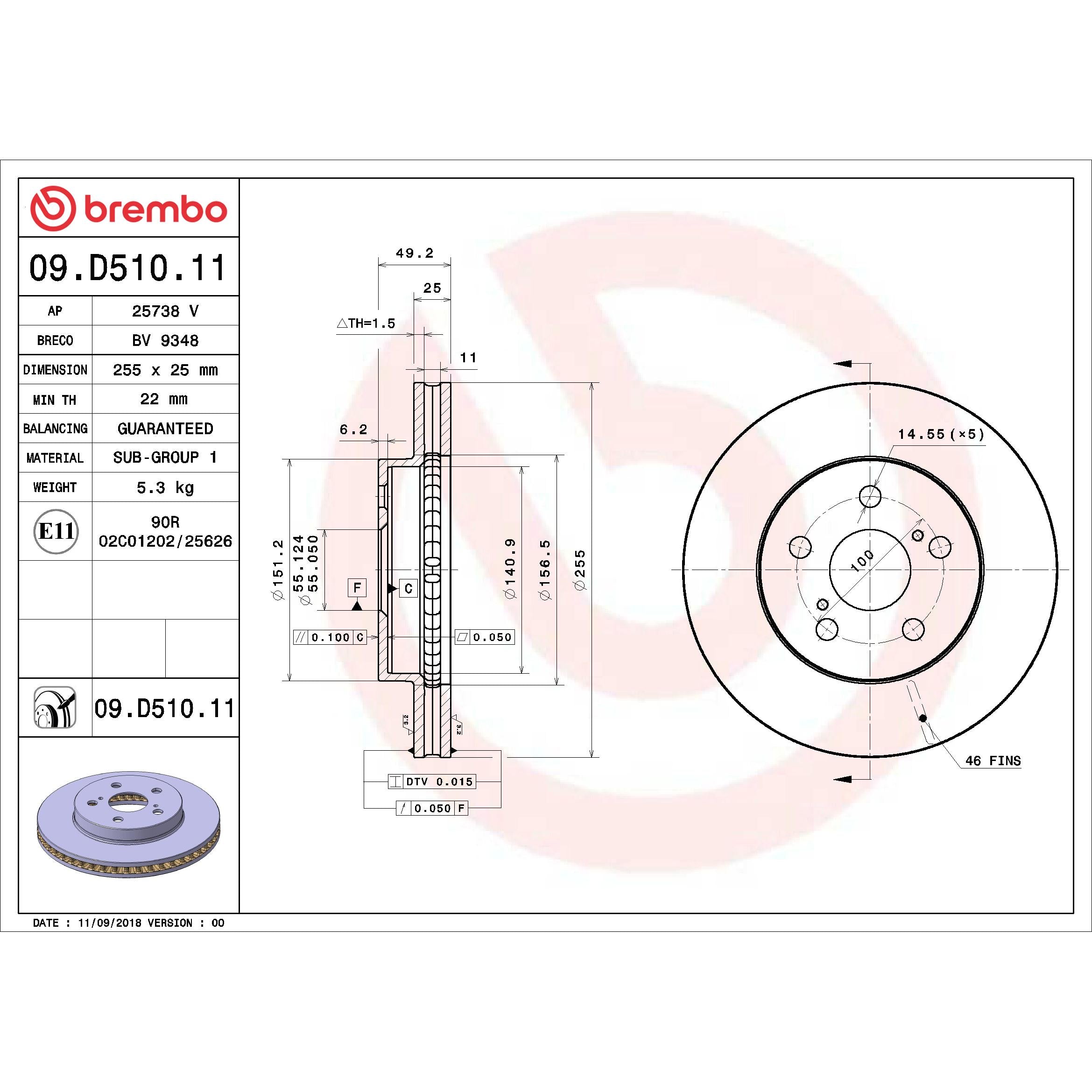 Brembo Disc Brake Rotor 09.D510.11