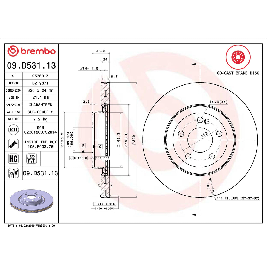Brembo Disc Brake Rotor 09.D531.13