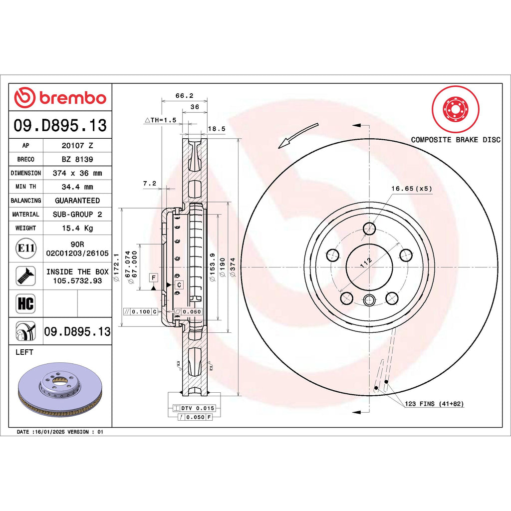 Brembo Disc Brake Rotor 09.D895.13