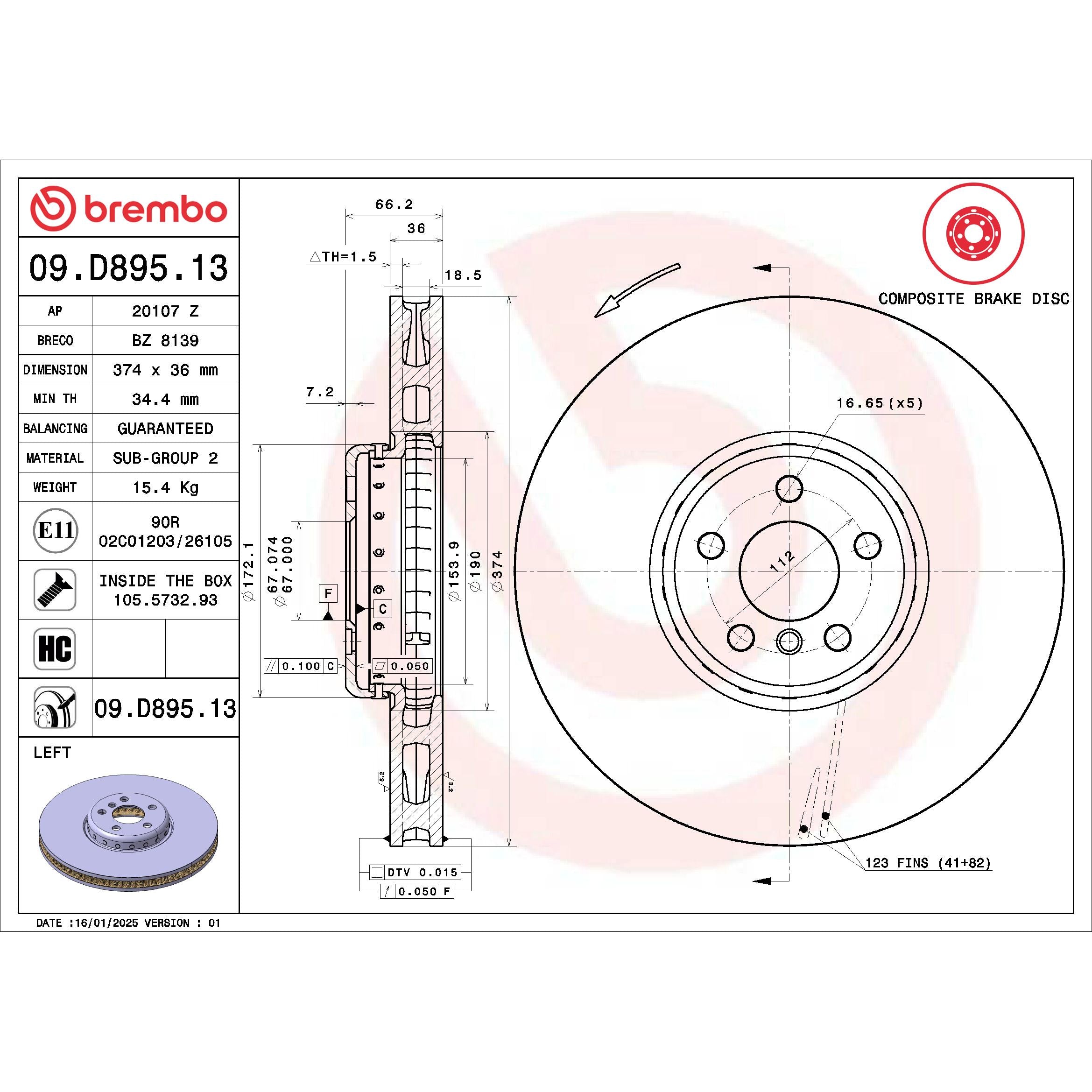 Brembo Disc Brake Rotor 09.D895.13