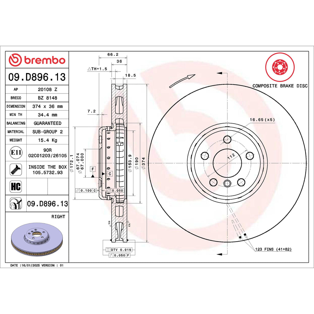 Brembo Disc Brake Rotor 09.D896.13
