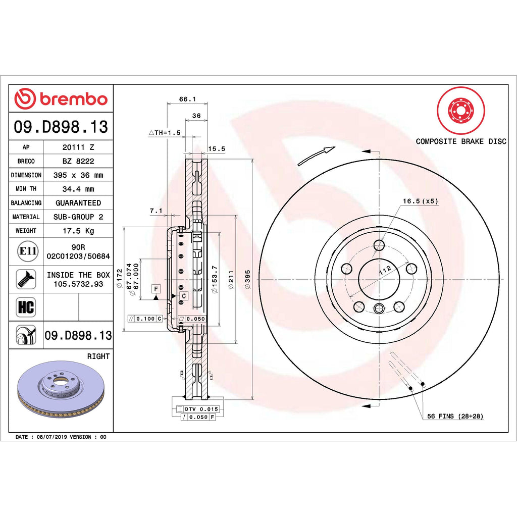 Brembo Disc Brake Rotor 09.D898.13