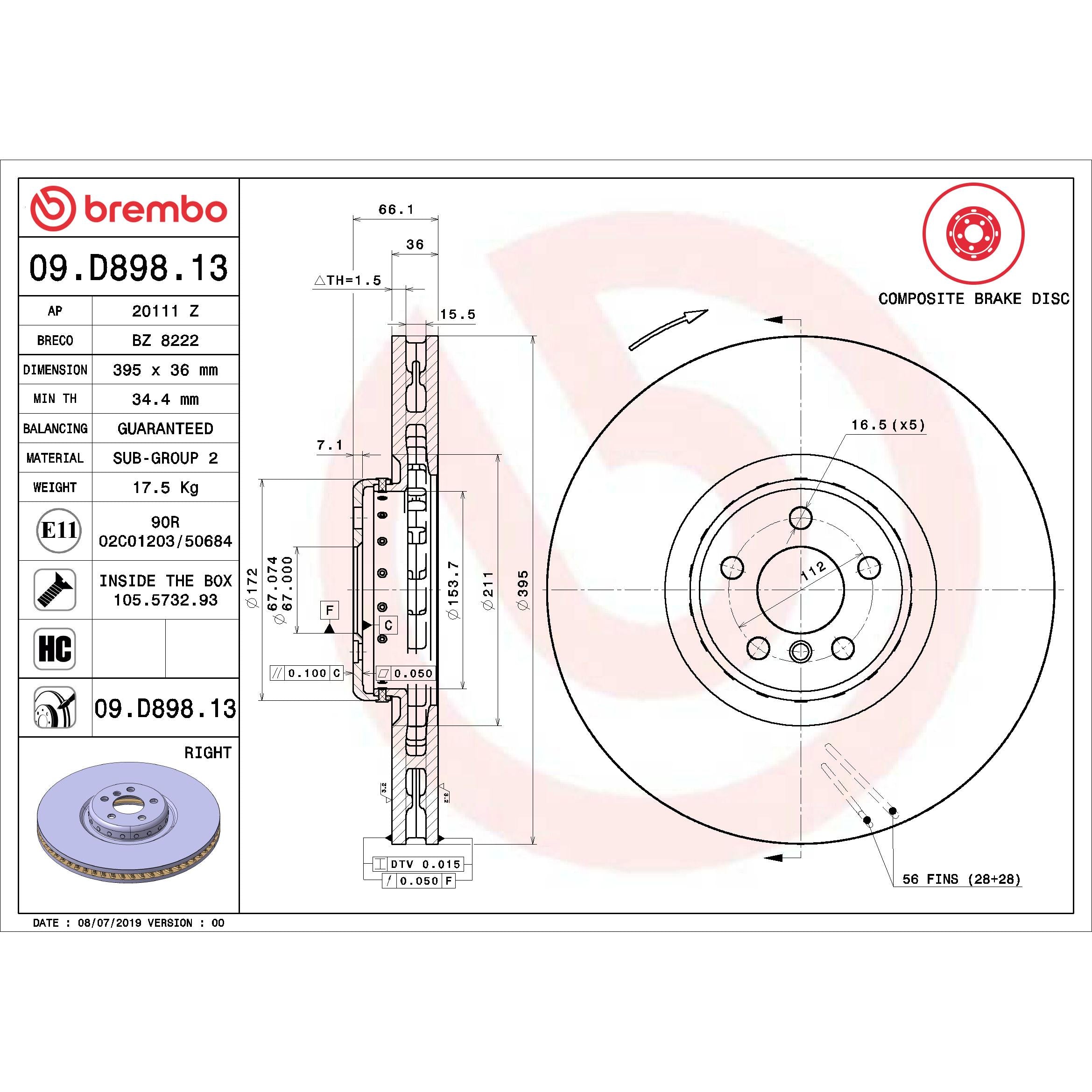 Brembo Disc Brake Rotor 09.D898.13