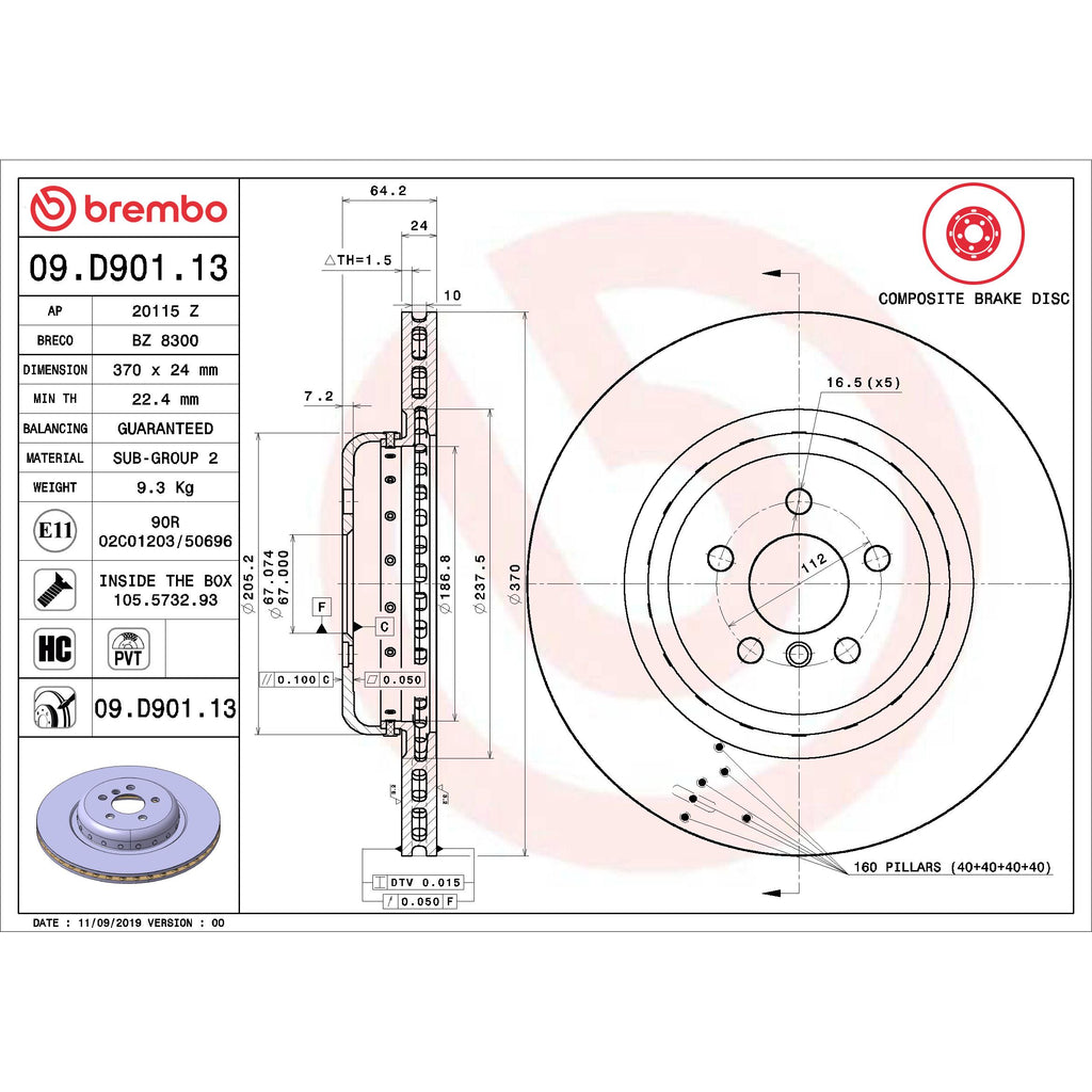 Brembo Disc Brake Rotor 09.D901.13
