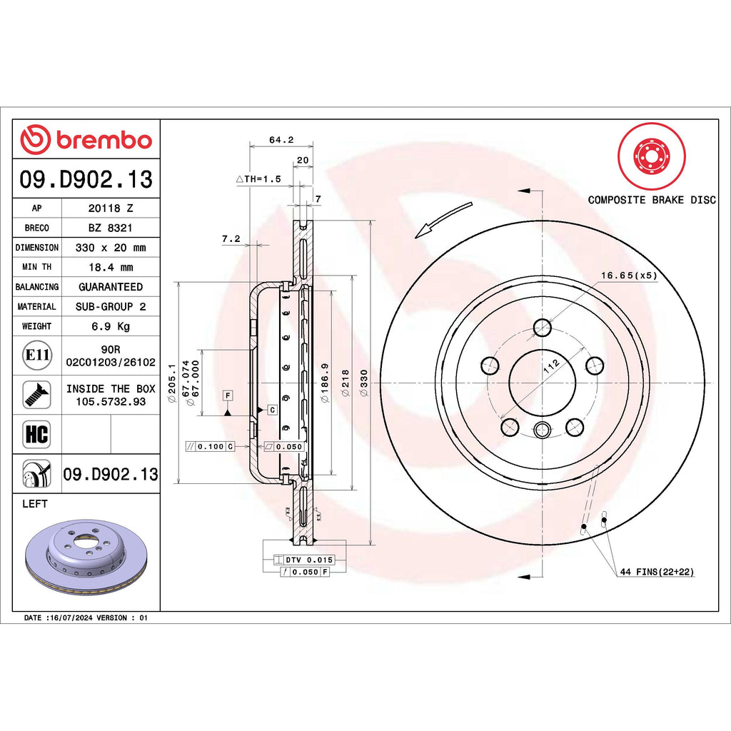 Brembo Disc Brake Rotor 09.D902.13