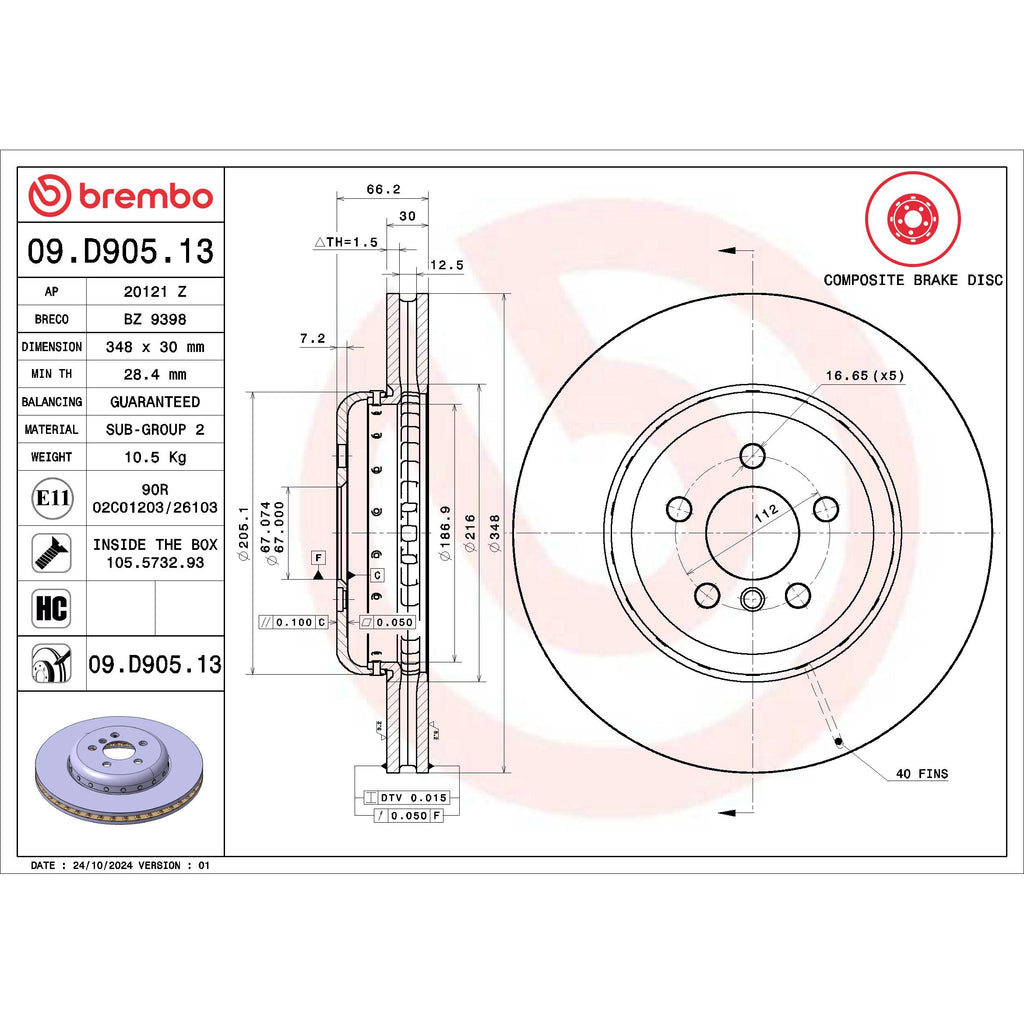 Brembo Disc Brake Rotor 09.D905.13