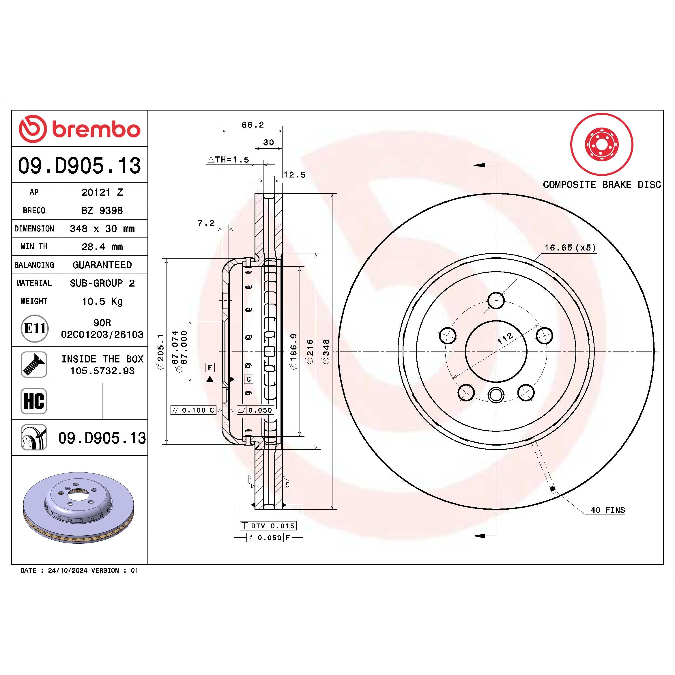 Brembo Disc Brake Rotor 09.D905.13