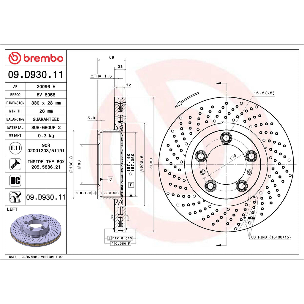 Brembo Disc Brake Rotor 09.D930.11