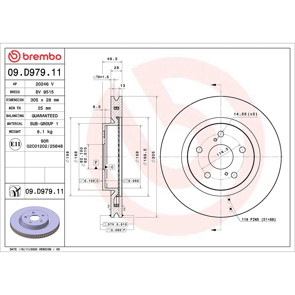 Brembo Disc Brake Rotor 09.D979.11