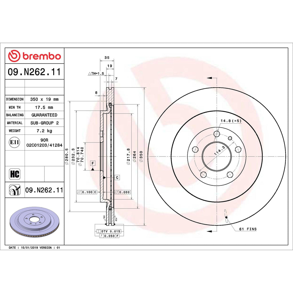 Brembo Disc Brake Rotor 09.N262.11