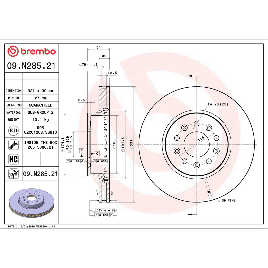 Brembo Disc Brake Rotor 09.N285.21