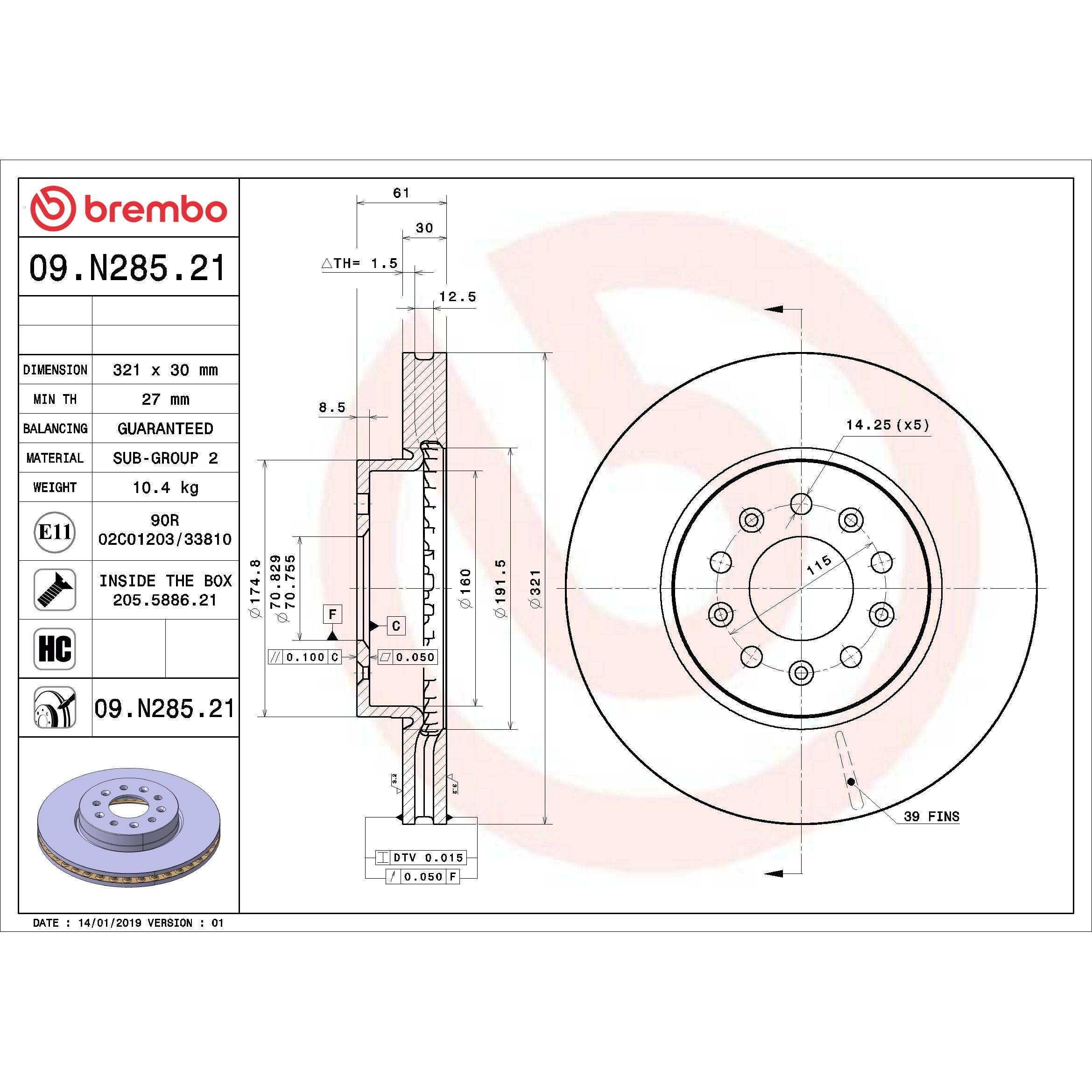 Brembo Disc Brake Rotor 09.N285.21