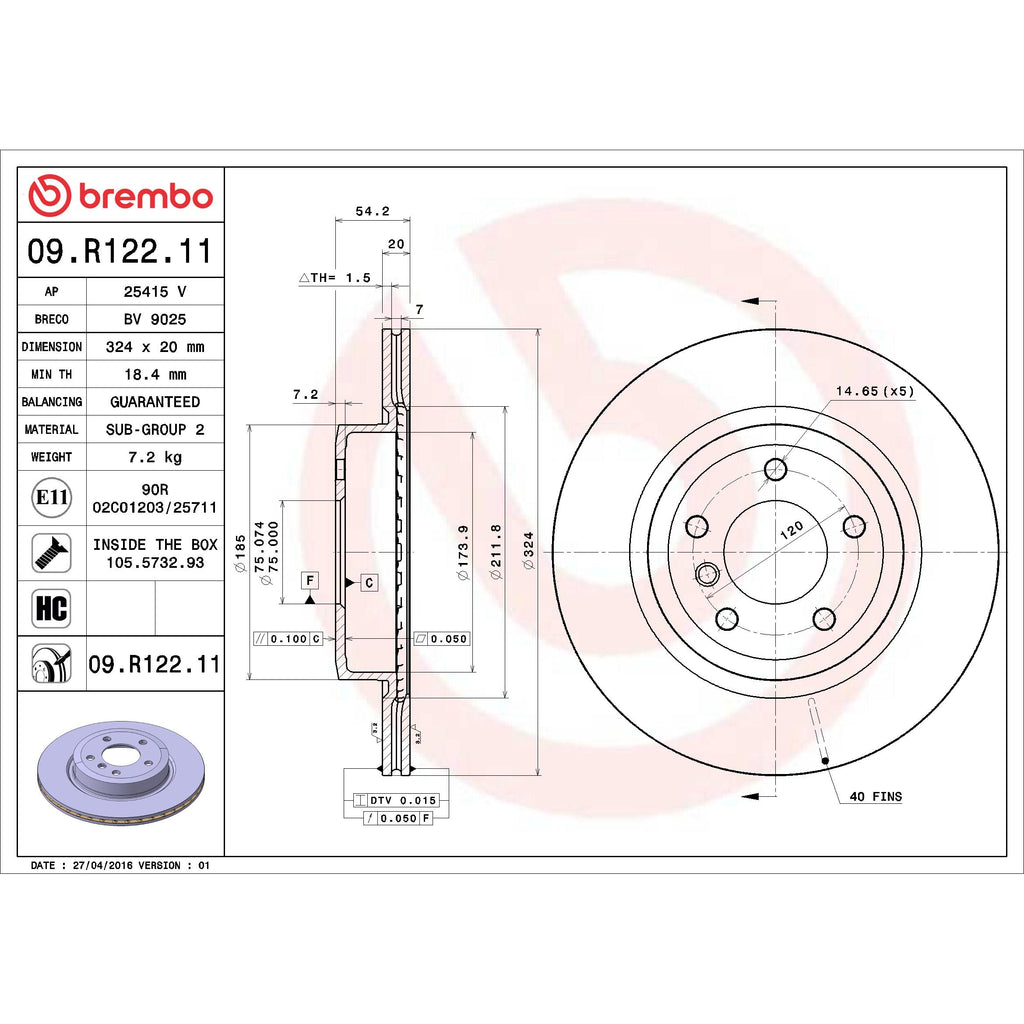 Brembo Disc Brake Rotor 09.R122.11