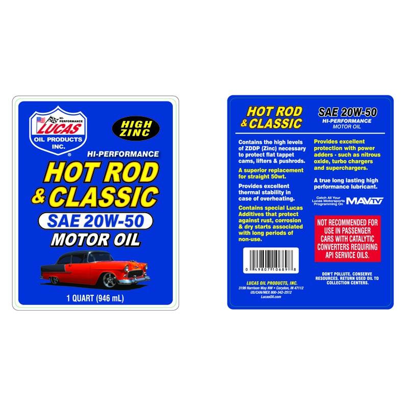 Lucas Oil Products Synthetic Blend Engine Oil 20W-50 1 Quart